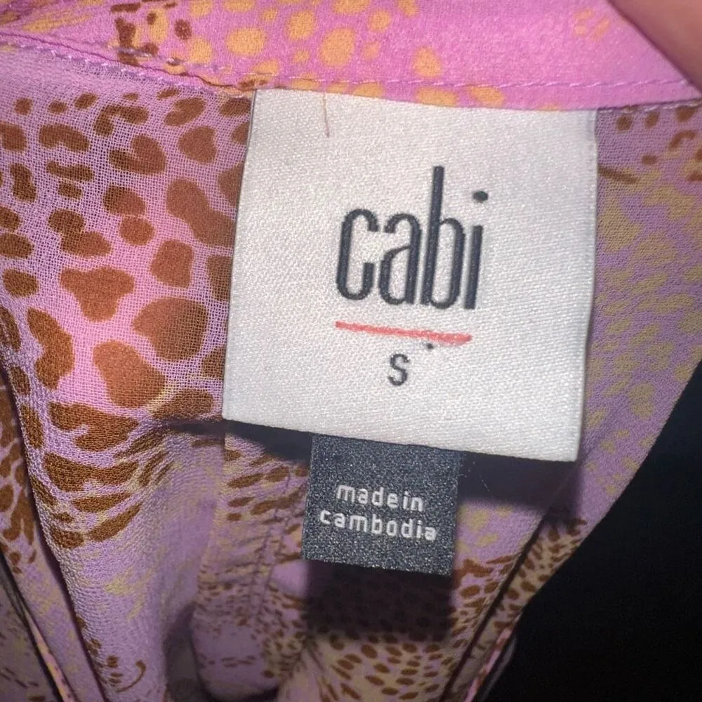 CAbi linx semi sheer bell sleeve cheetah lightweight blouse - Image 5