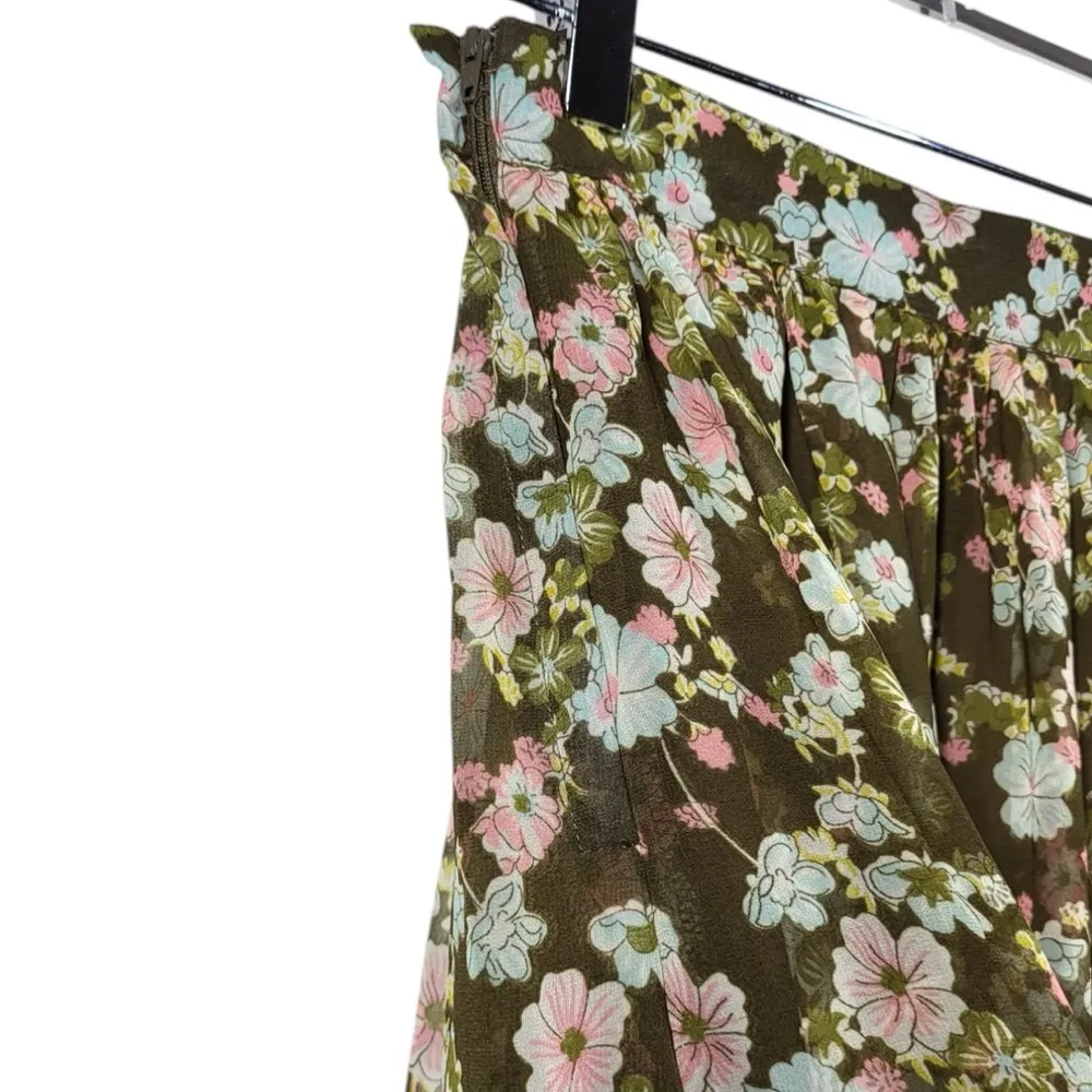H&M High Waisted Floral Print Ruffle Hem Boho Maxi Skirt in Green Multi - Image 4