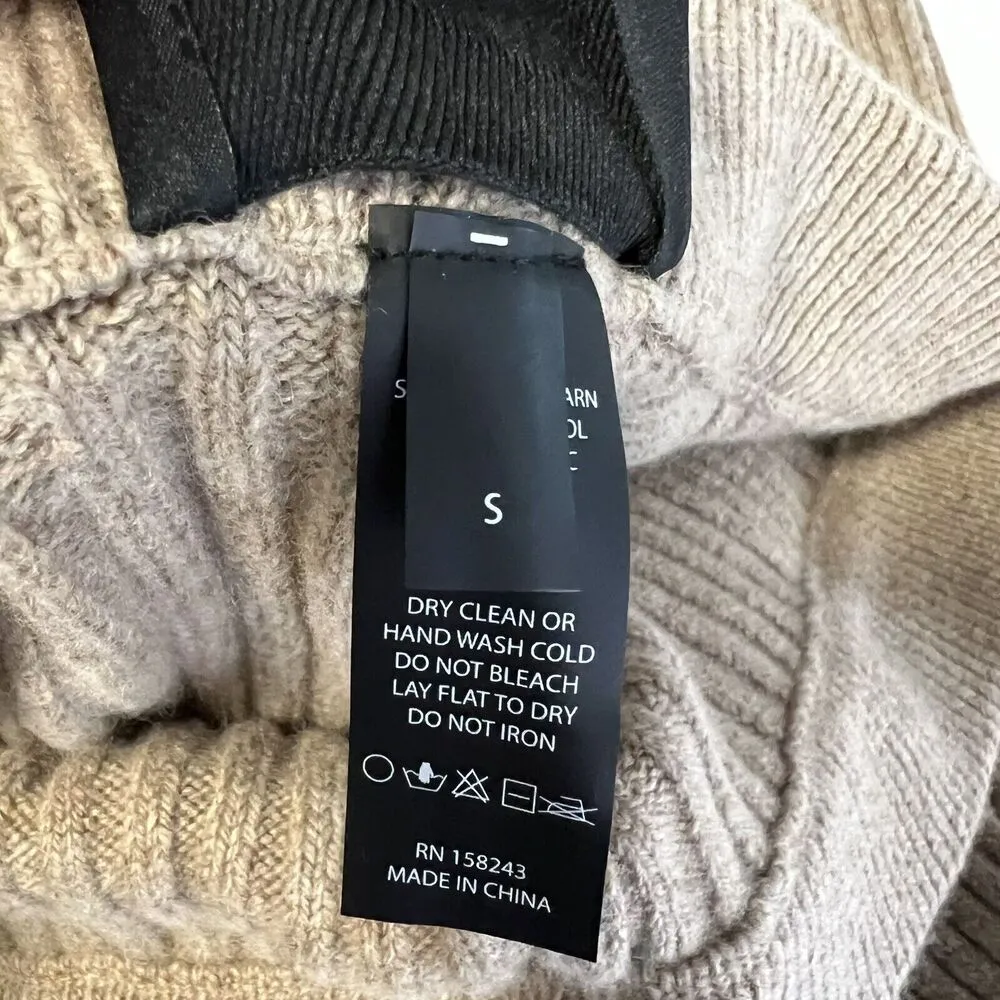 ONA Sz S Luna Sweater Ribbed Wool Pants in Oatmeal Tan - Image 11