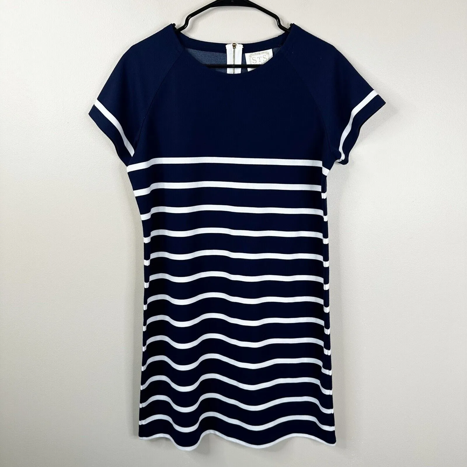 NEW Sail To Sable STS Dress Large Short Sleeve Navy White Stripe Nautical Shift - Image 2