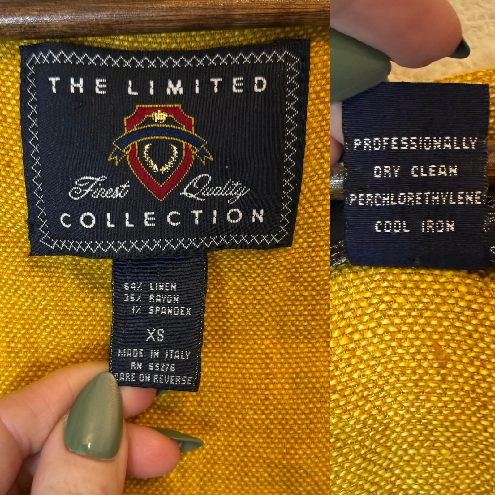 The Limited Collection Vintage Linen Tweed Long Vest in Mustard size XS - Image 5