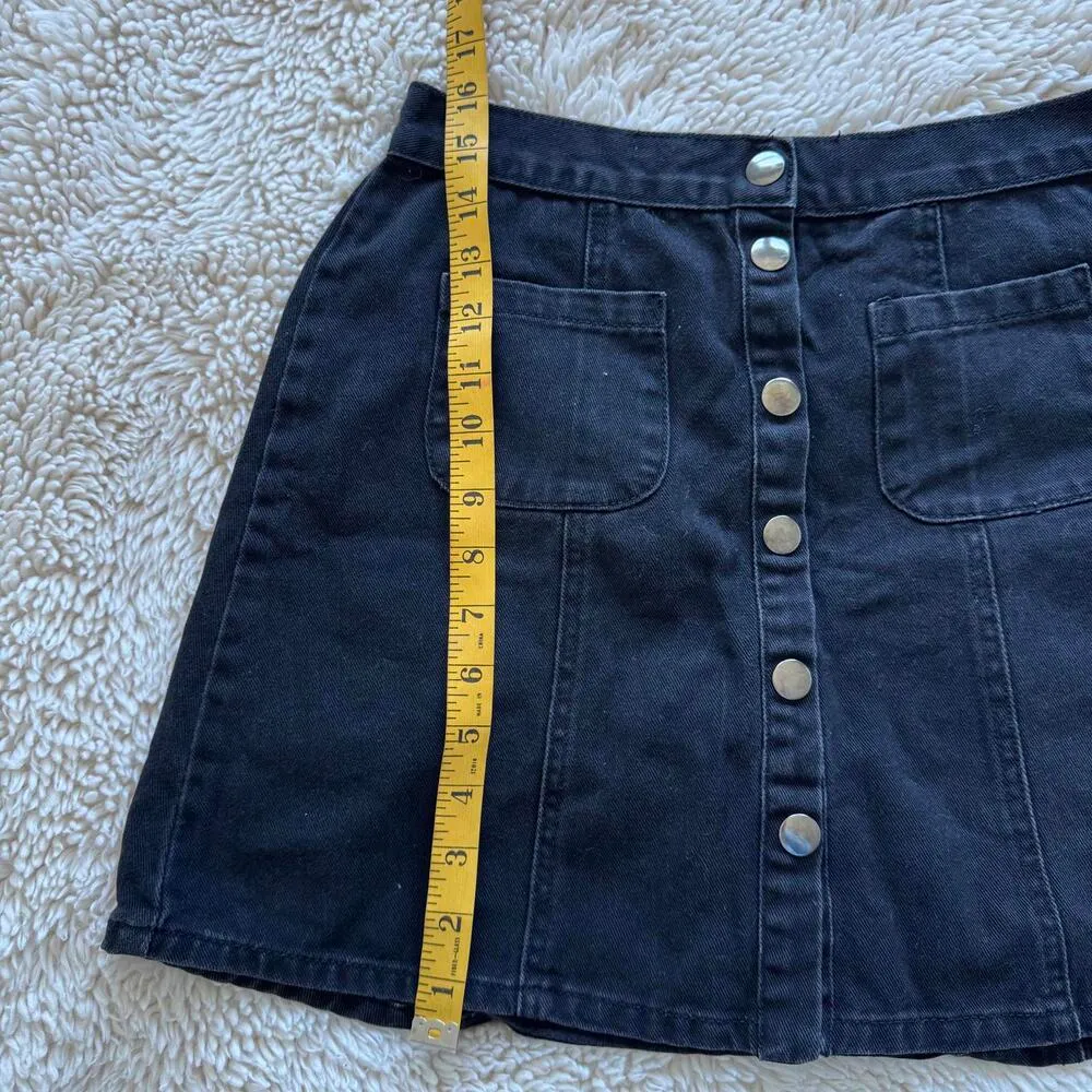 BDG Black Denim A-Line Skirt with Button Front - Size S - Image 5