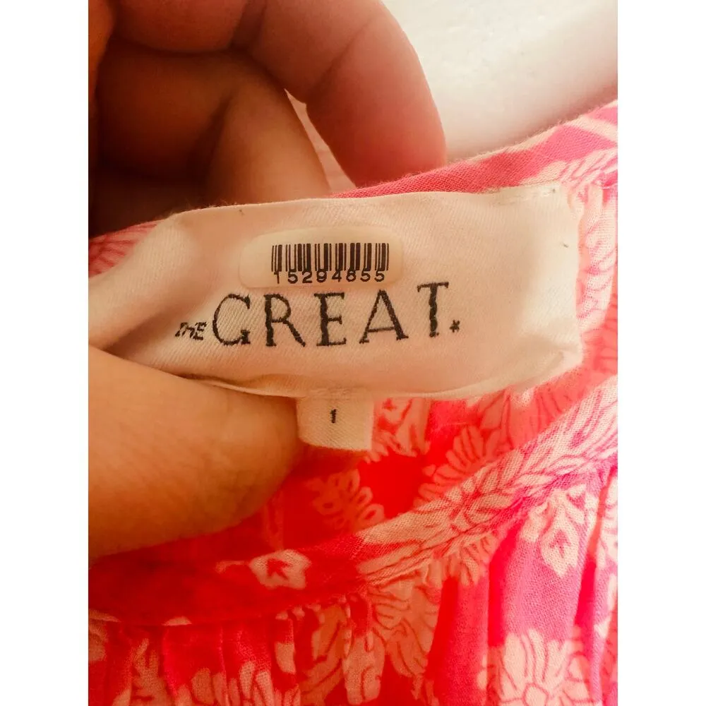 THE GREAT Pink Floral Tiered The Whipstitched Plumeria Midi Dress Size 1 - Image 9