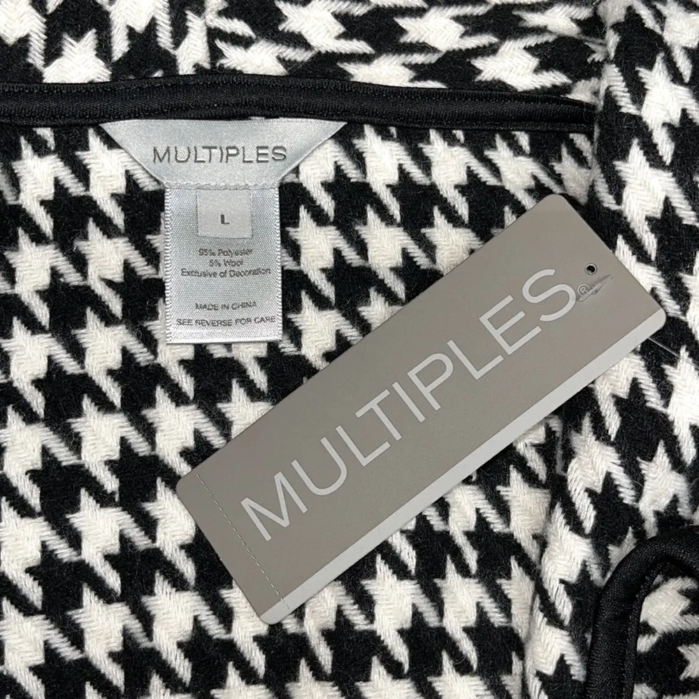Multiples  NWT Size L Black Houndstooth Wool Blend Drape Front Vest Jacket - Image 4