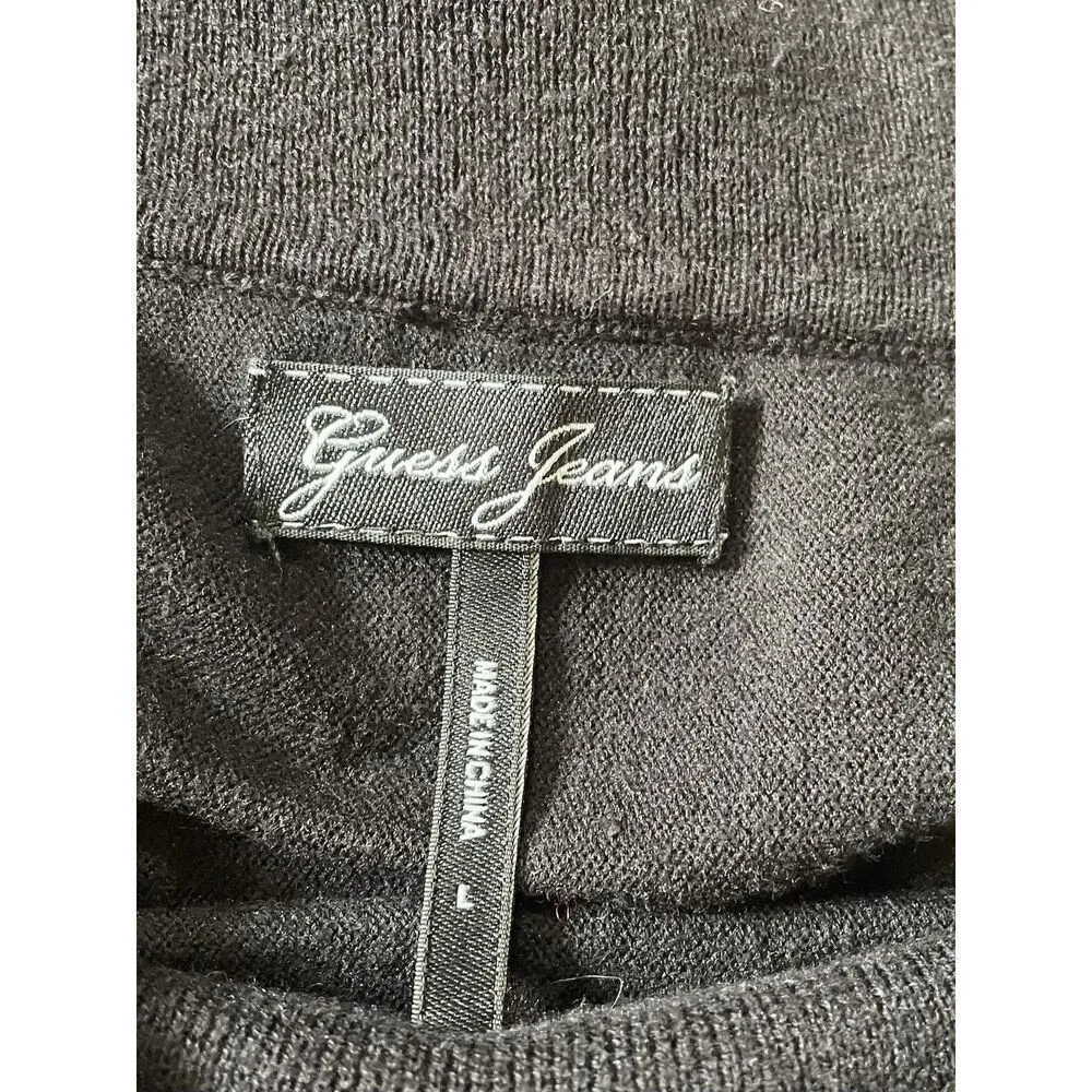 Guess Jeans Black Women’s Cowl Neck  3/4 Sleeves Large Top Sweater - Image 2