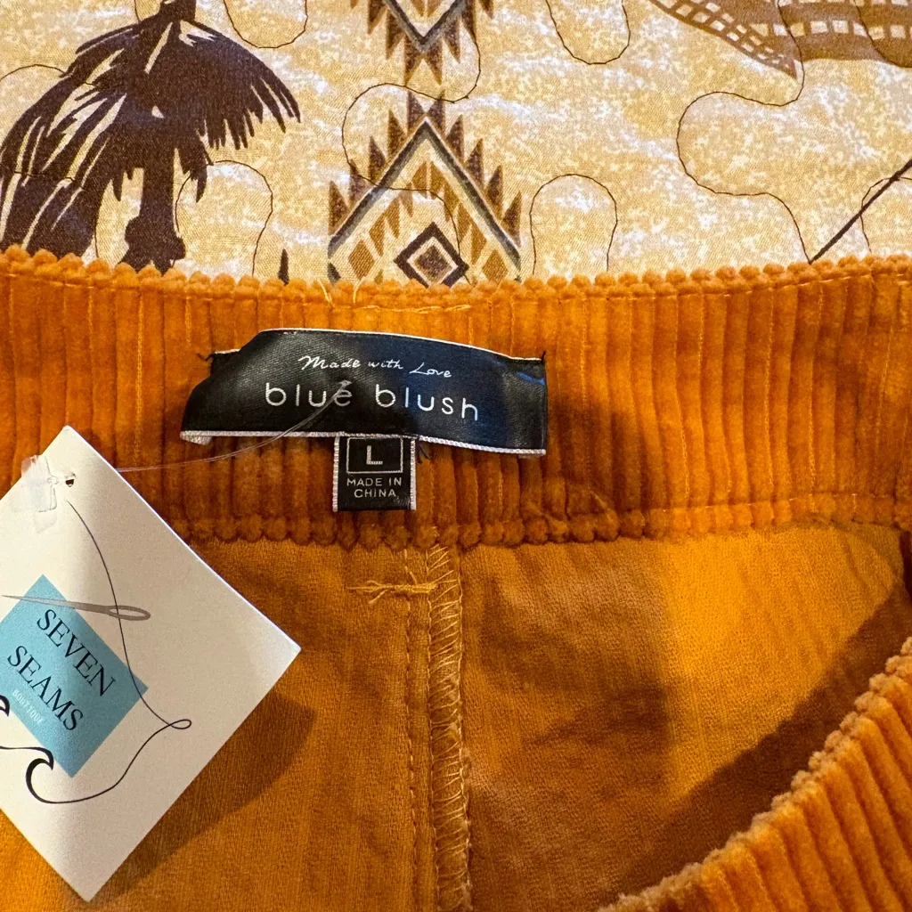 Blue Blush Exposed Zipper Corduroy Pants burnt orange women’s L NWT - Image 4