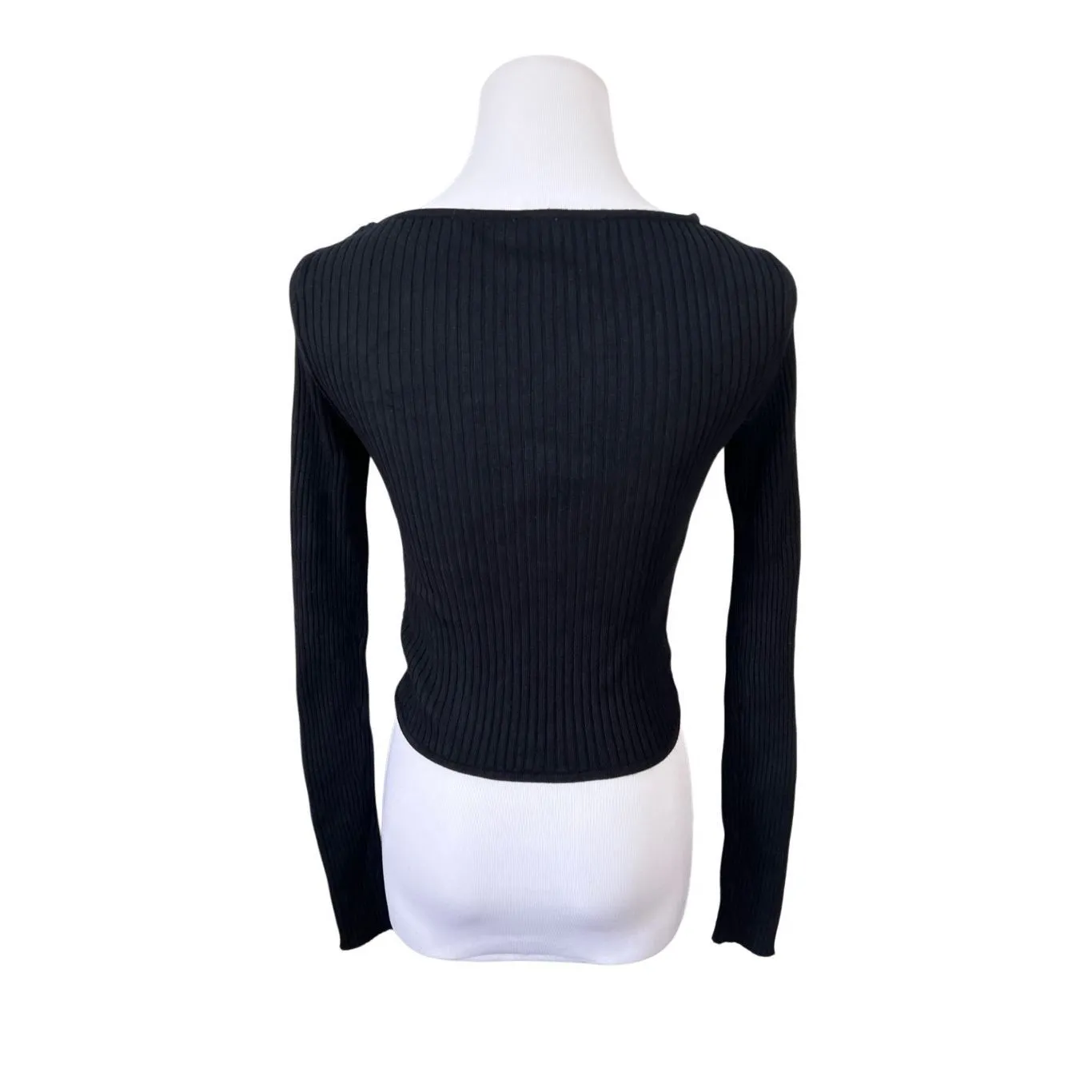 Abercrombie & Fitch Twist Front Ribbed Tank Sweater Cropped Black SMALL Y2k Goth - Image 3