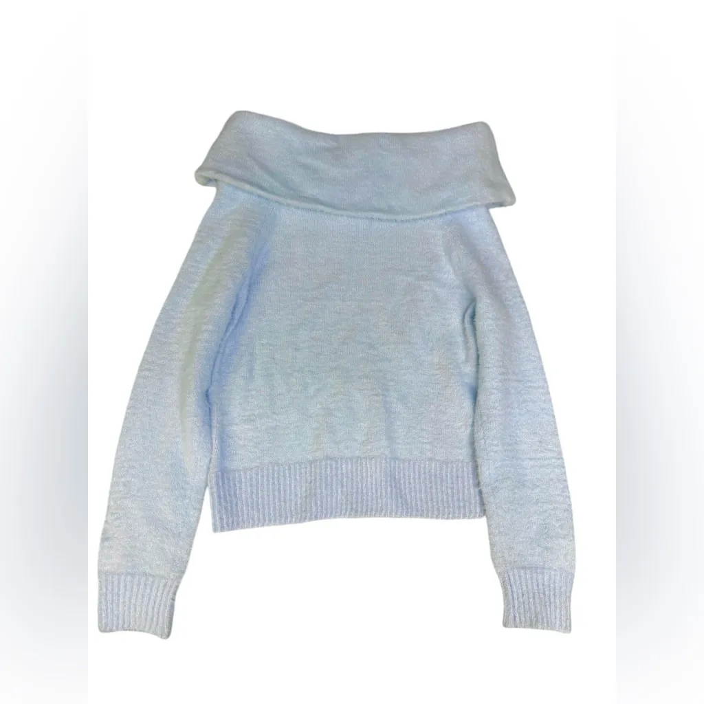 Off the Shoulder Sweater H&M Blue Fall Winter Scandi NWT XS Cozy Minimalist - Image 2