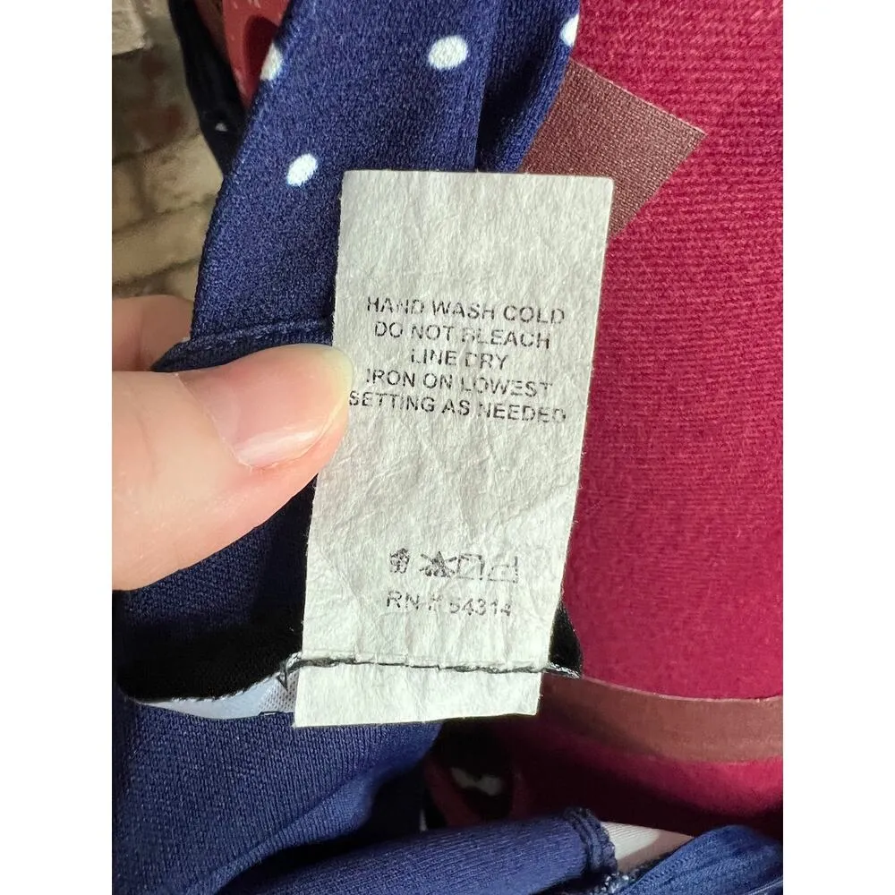 Sun dress circle skirt polkadot navy blue white 90s - Image 8