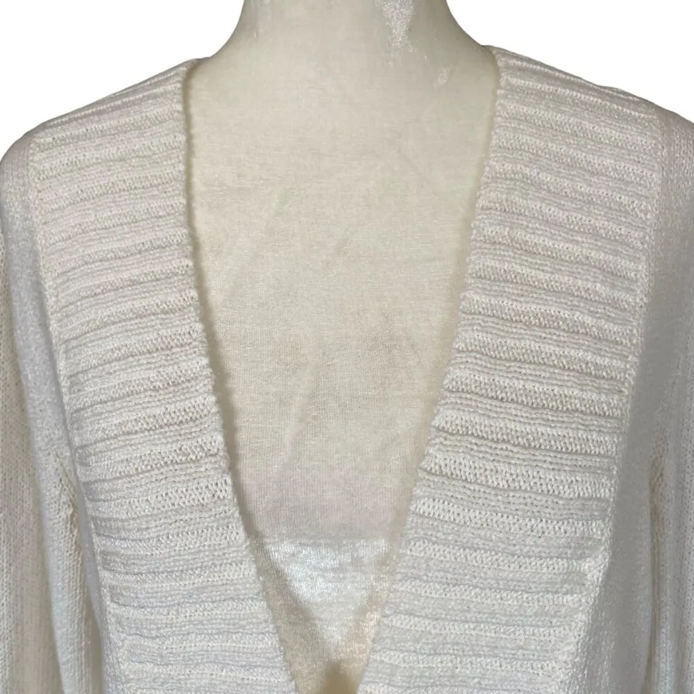 New York & Company women's medium ivory cream soft long sleeve stretchy cardigan - Image 5