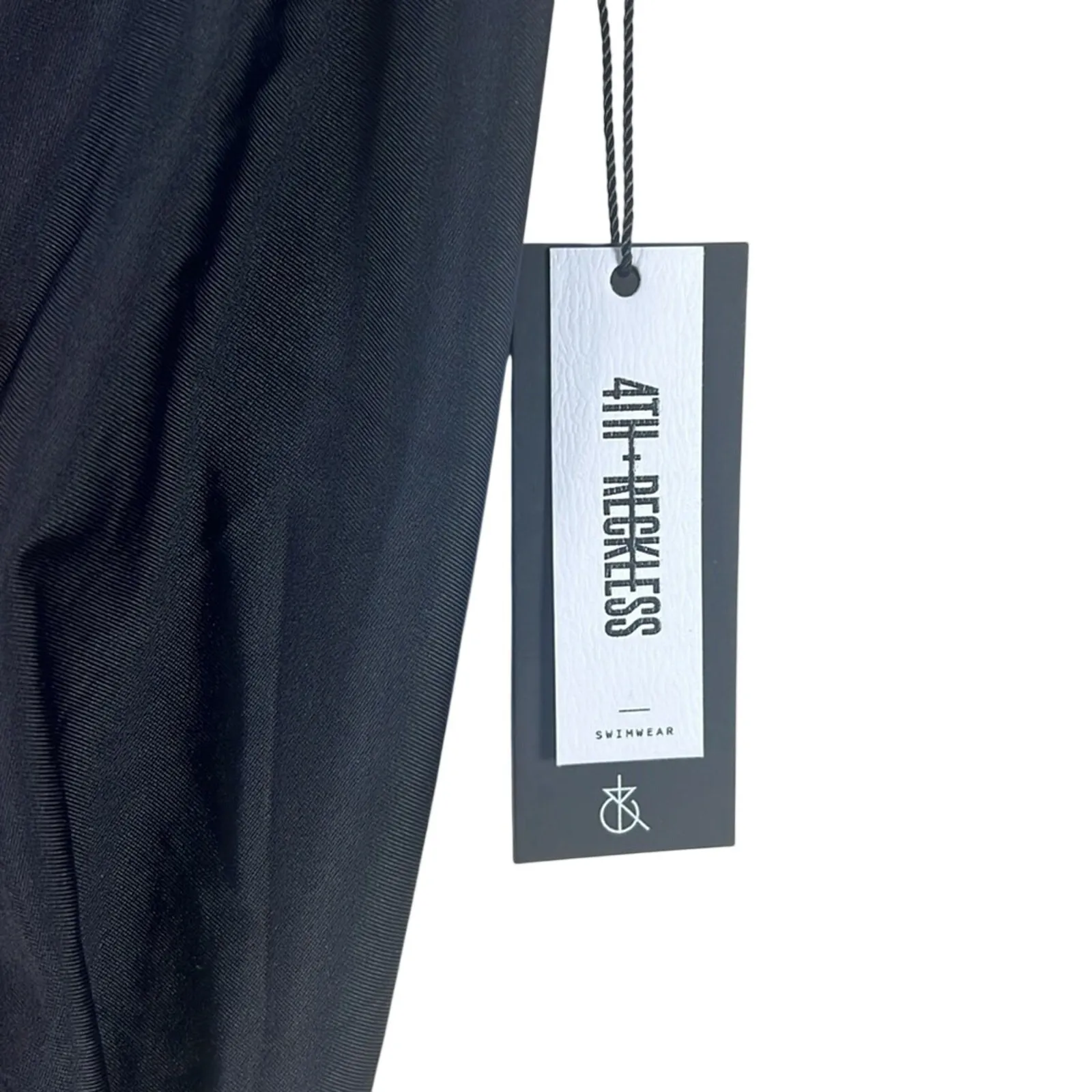 NWT 4th & Reckless Open Back Halter One Piece Swimsuit Womens M Black Minimalist Size M - Image 5