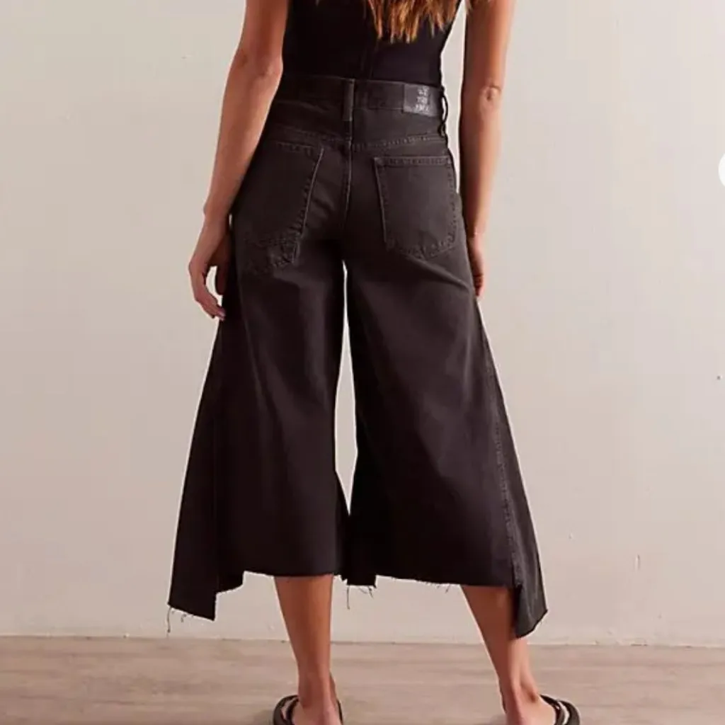 #70 NWT Free People Ripple Wide-Leg Crop Jeans in Fade To Black - Image 2