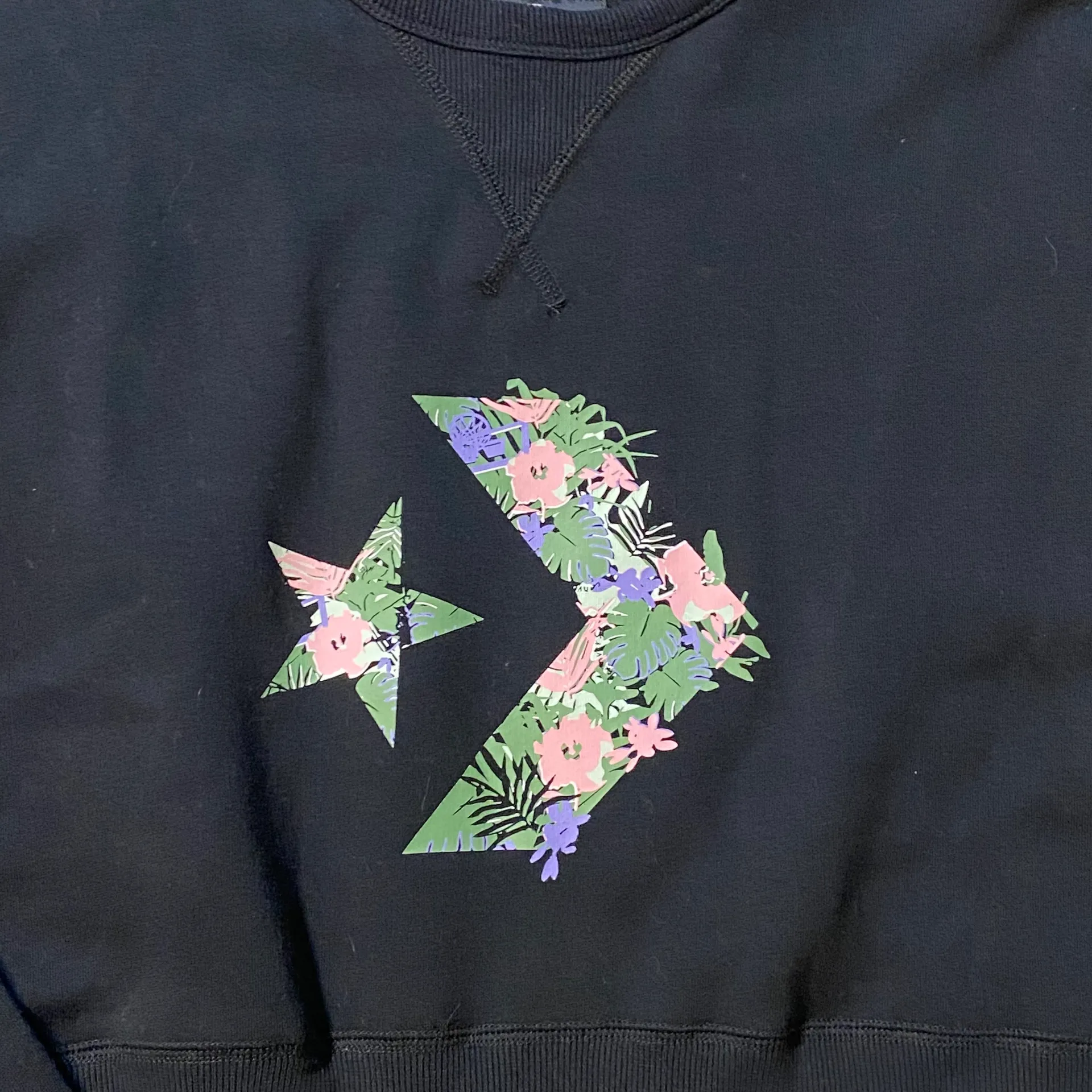 Black Floral Logo Crewneck Sweatshirt - Image 3