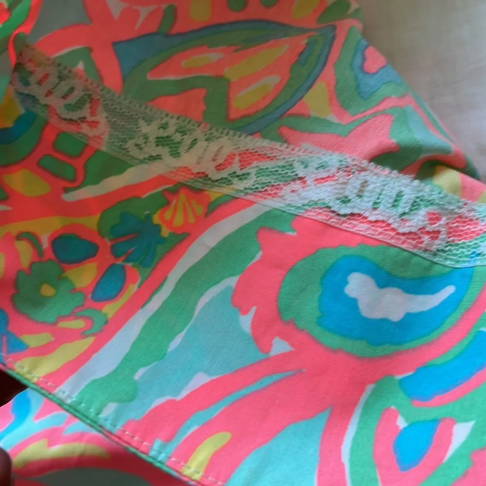 Lily Pulitzer Dress Neon Coral Green Blue Yellow Womens Small Paisley - Image 13