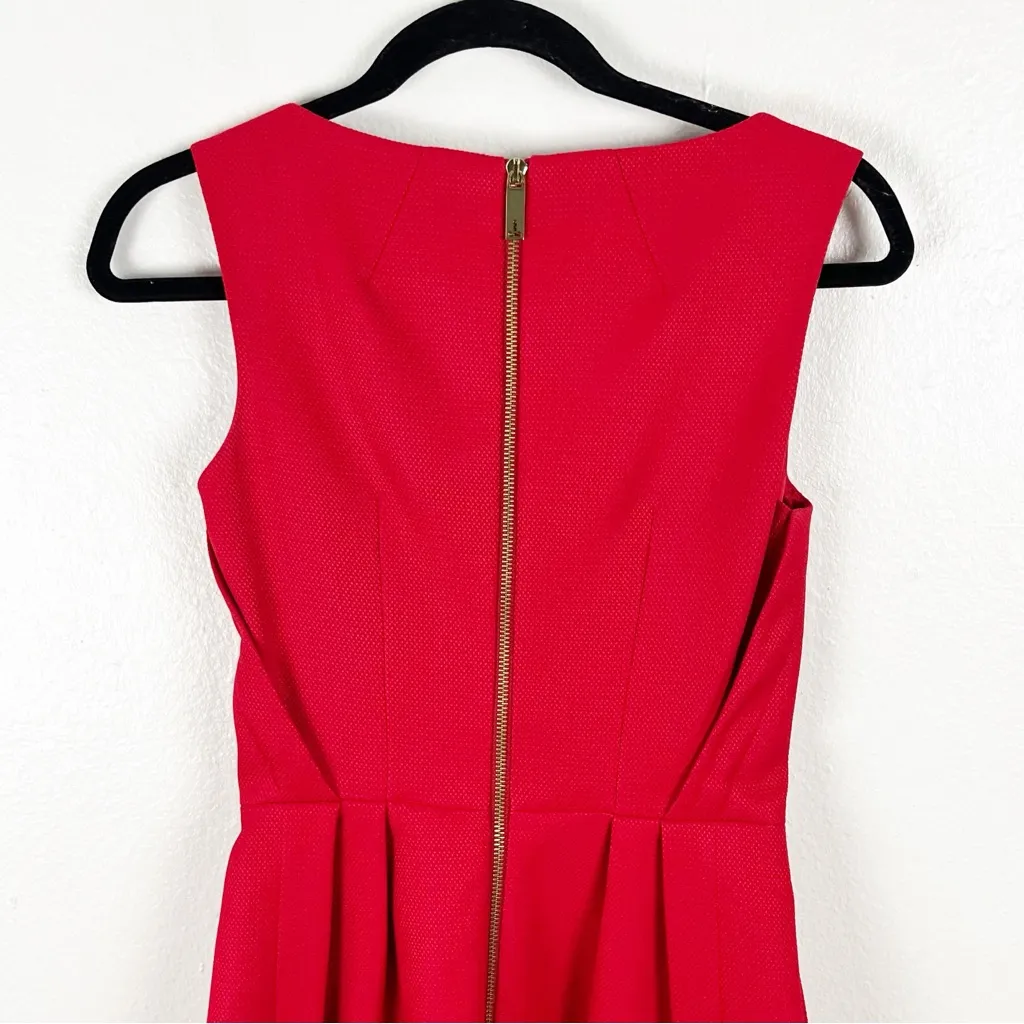 TED BAKER Nuhad Red Bow Waist Back Zipper Tulip Pleated Holiday Party Dress 2 - Image 7