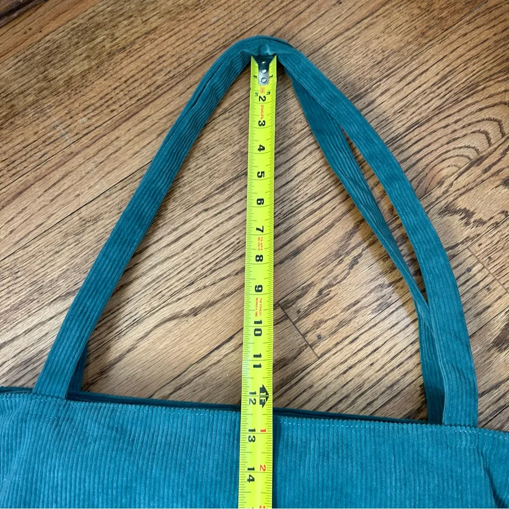 Kalidi ~ Teal Corduroy Lined Tote Shoulder Bag Green - Image 12