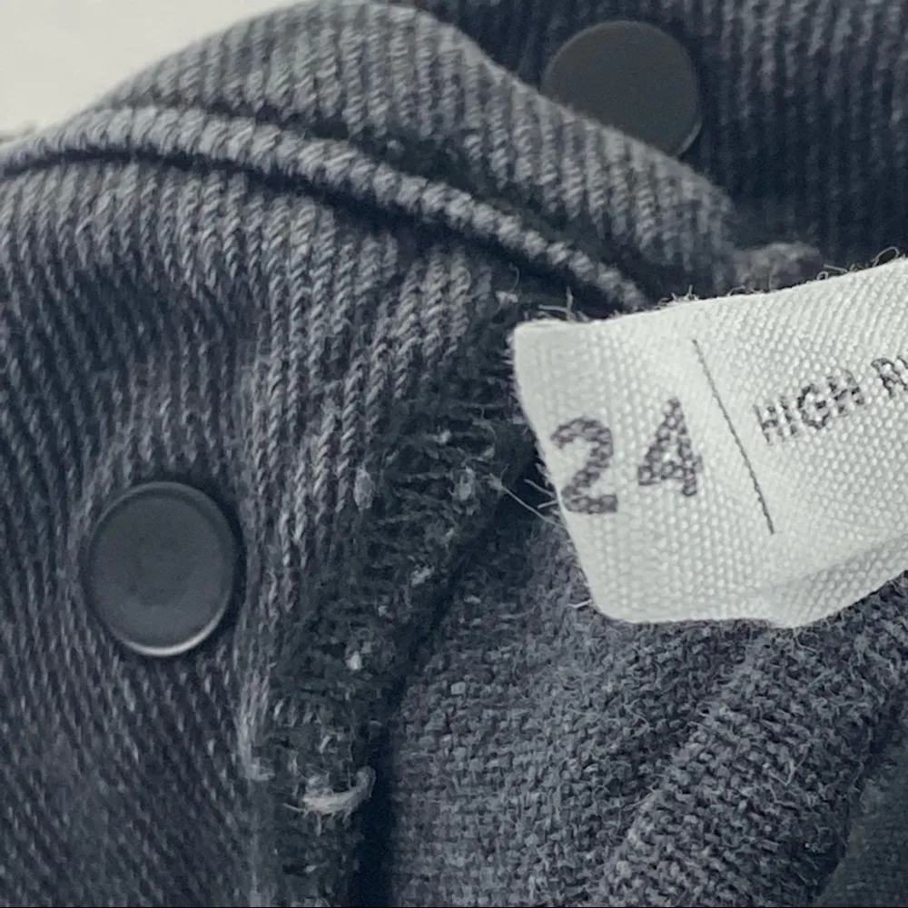 PACSUN Black Wash High Rise Straight Ripped Distressed Frayed Hem Jeans, Size 24 - Image 4