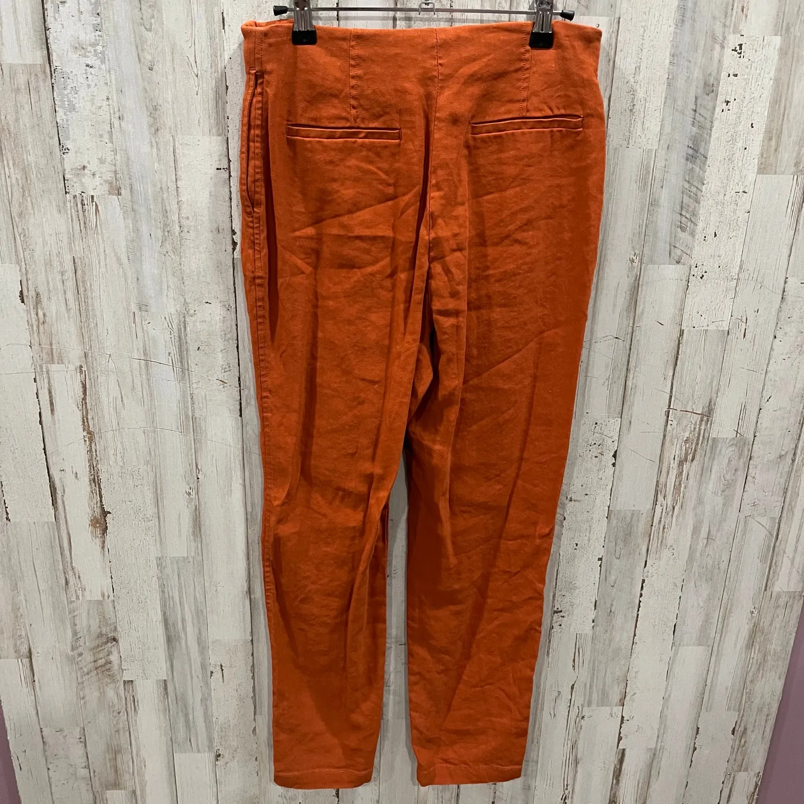 Aritzia Wilfred Cherice Italian Linen Blend Orange Slim Cigarette Pants Size 10 - Image 5