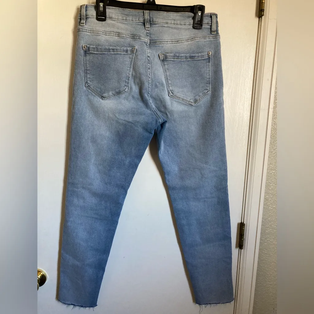 Kensie Vintage Luxe Light Wash High Rise Skinny Raw Edge Hem Denim Jeans #S - Image 12