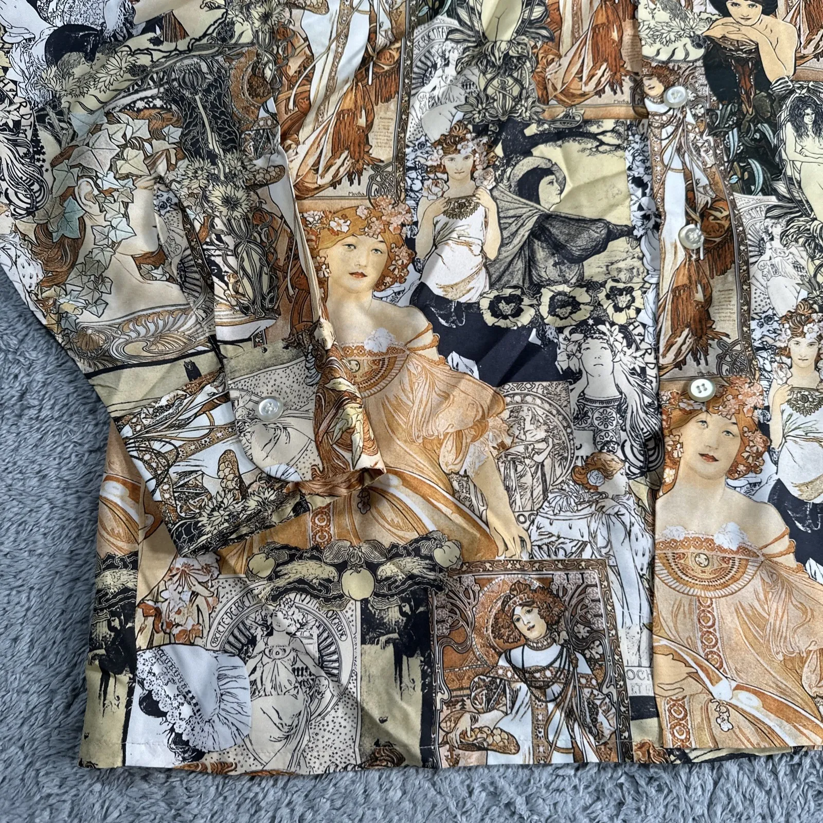 VTG 60s GODDESS Shirt ALPHONSE MUCHA ART NOUVEAU HIPPIE Boho Psychedelic MoD XL - Image 7