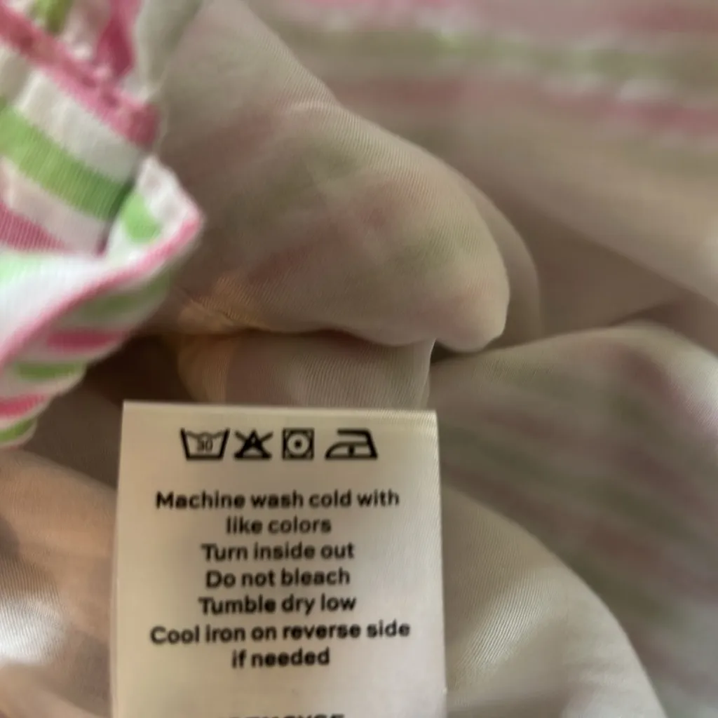 Draper James White Asymmetrical Stripe Ruffled Wrap Dress Size Medium - Image 13