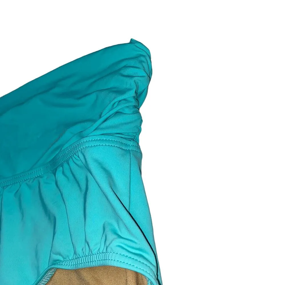 Downeast Swim Aqua Blue High Rise Ruched Bathing Suit Bottoms Women's Size Small - Image 2