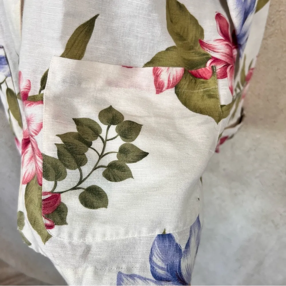 Coldwater Creek Floral Linen Blend Button Down Blazer Topper - Image 6