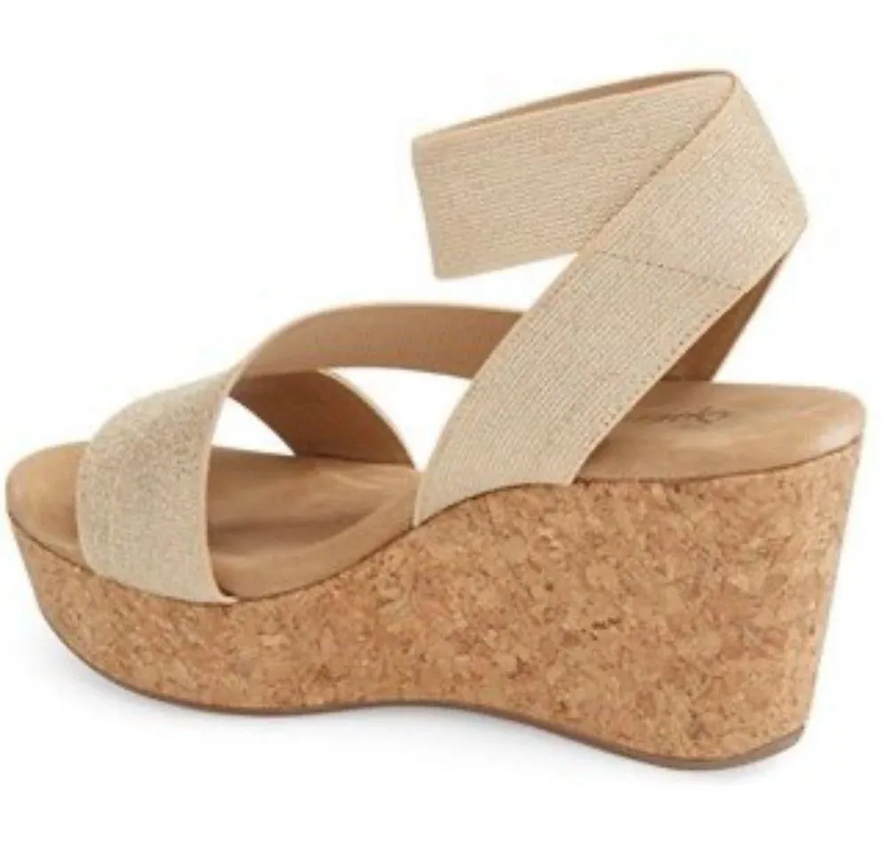 Splendid Gold Geena Open Toe Platform Wedge Sandals Size 8.5 - Image 4