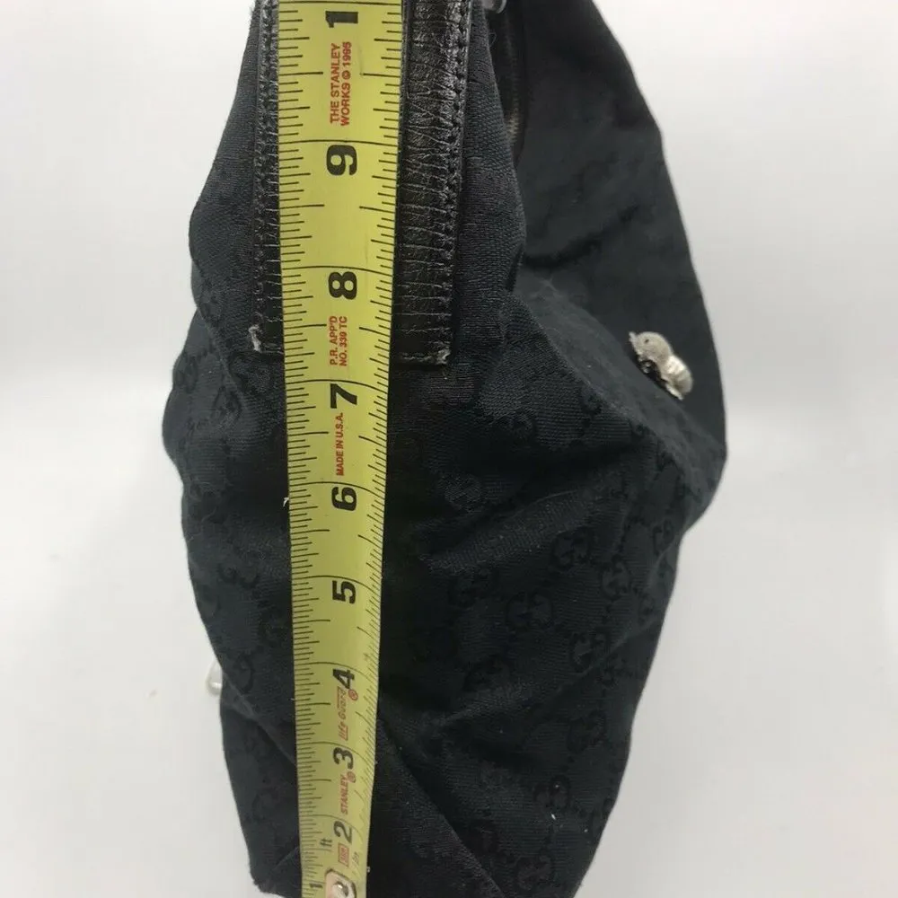 GUCCI Black Hobo Bag W/ Customized Vintage Bee - Image 7