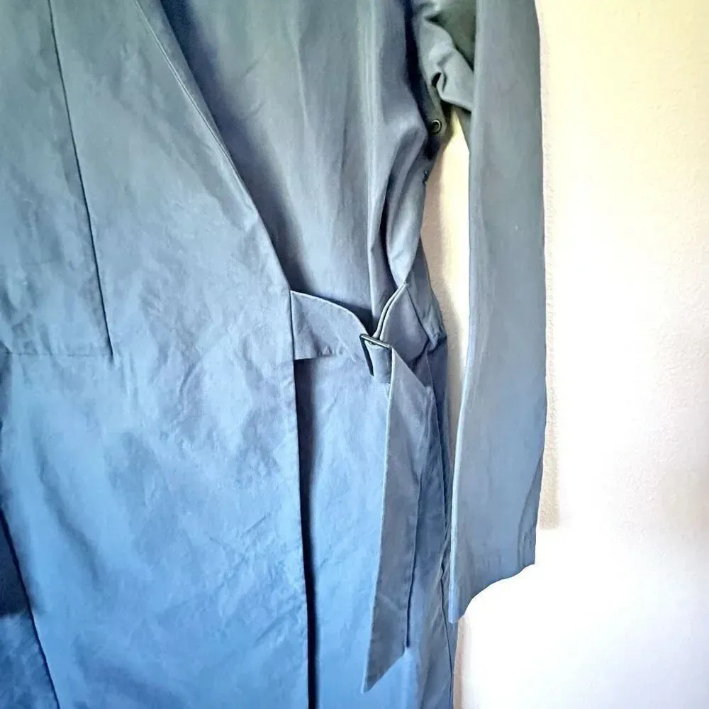 KATE SPADE SATURDAY | Navy Blue Collarless Trench Coat Buckle Side | Size XL - Image 3