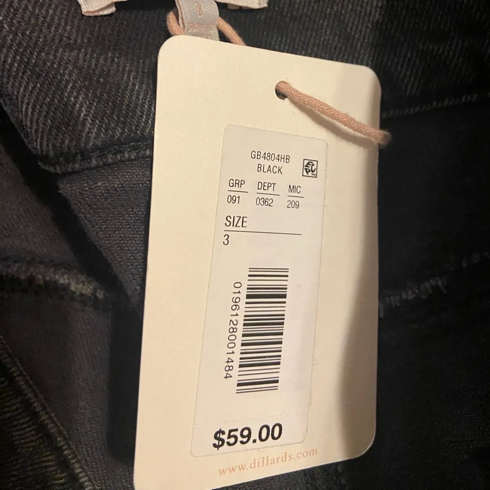 NWT  black denim straight leg high waisted belted paper bag cropped - Image 6