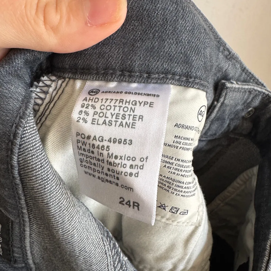 AG Adriano Goldschmied Gray Wash Denim Farrah Skinny Ankle Jeans Womens 24 - Image 6