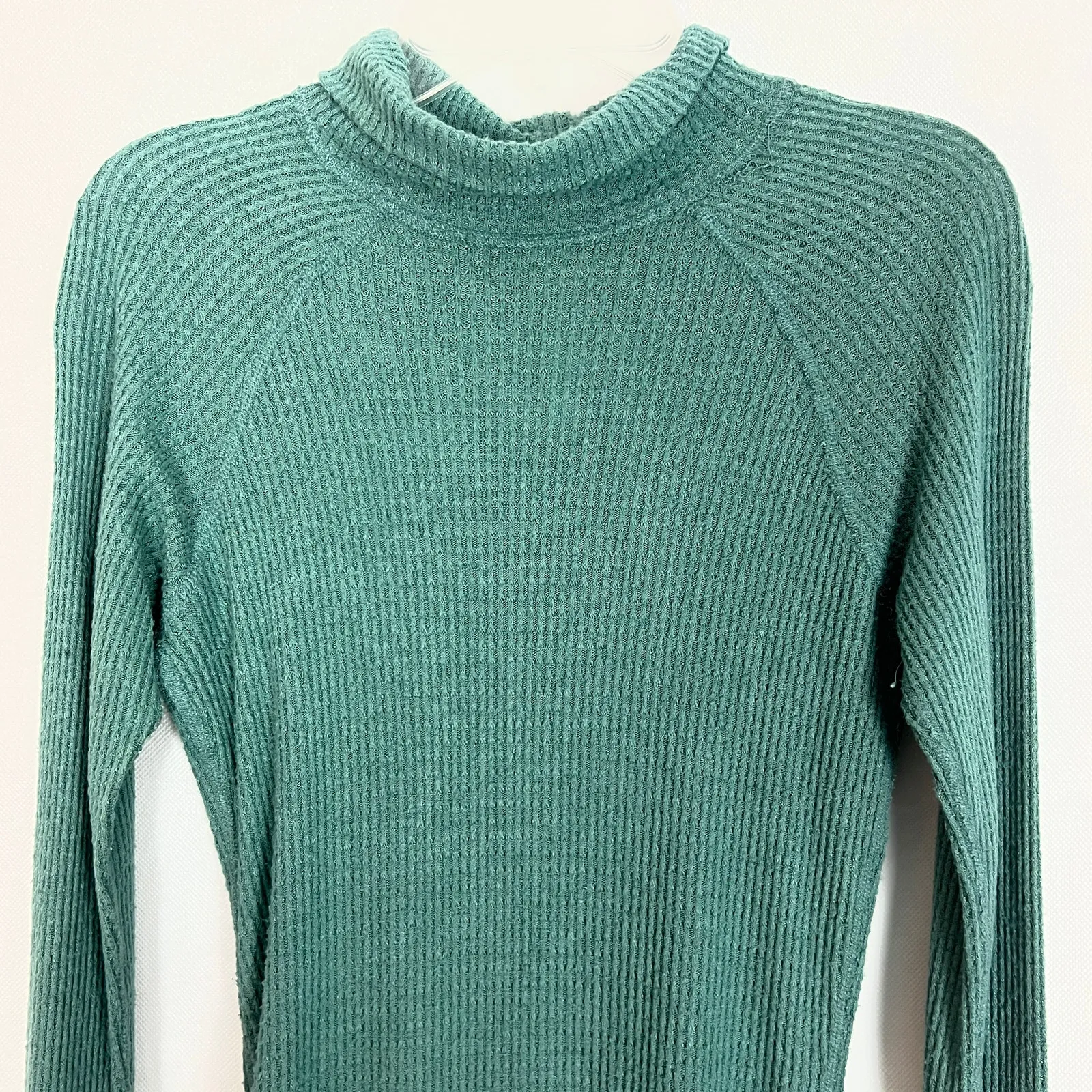 Intimately Free Womens Bodysuit Small Waffle Knit Stretch Turtleneck Minimalist - Image 2