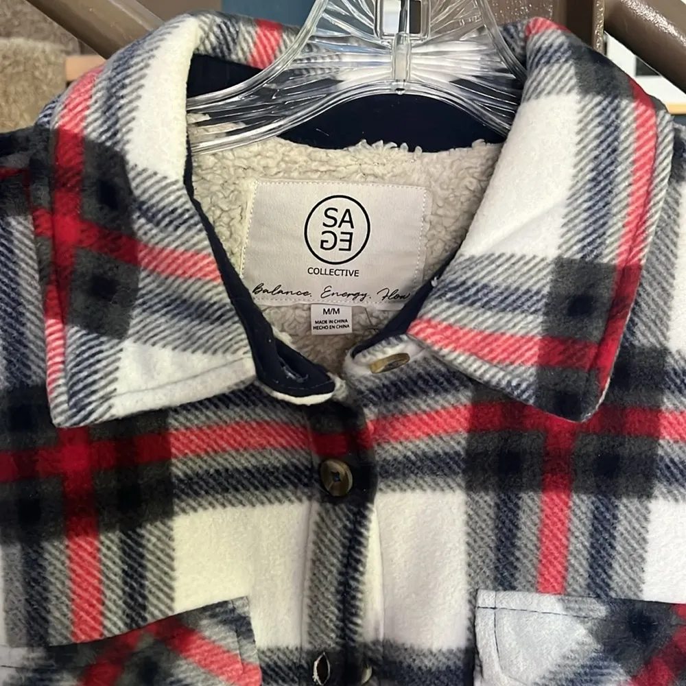 Sage Plaid Sherpa Shacket - Image 2