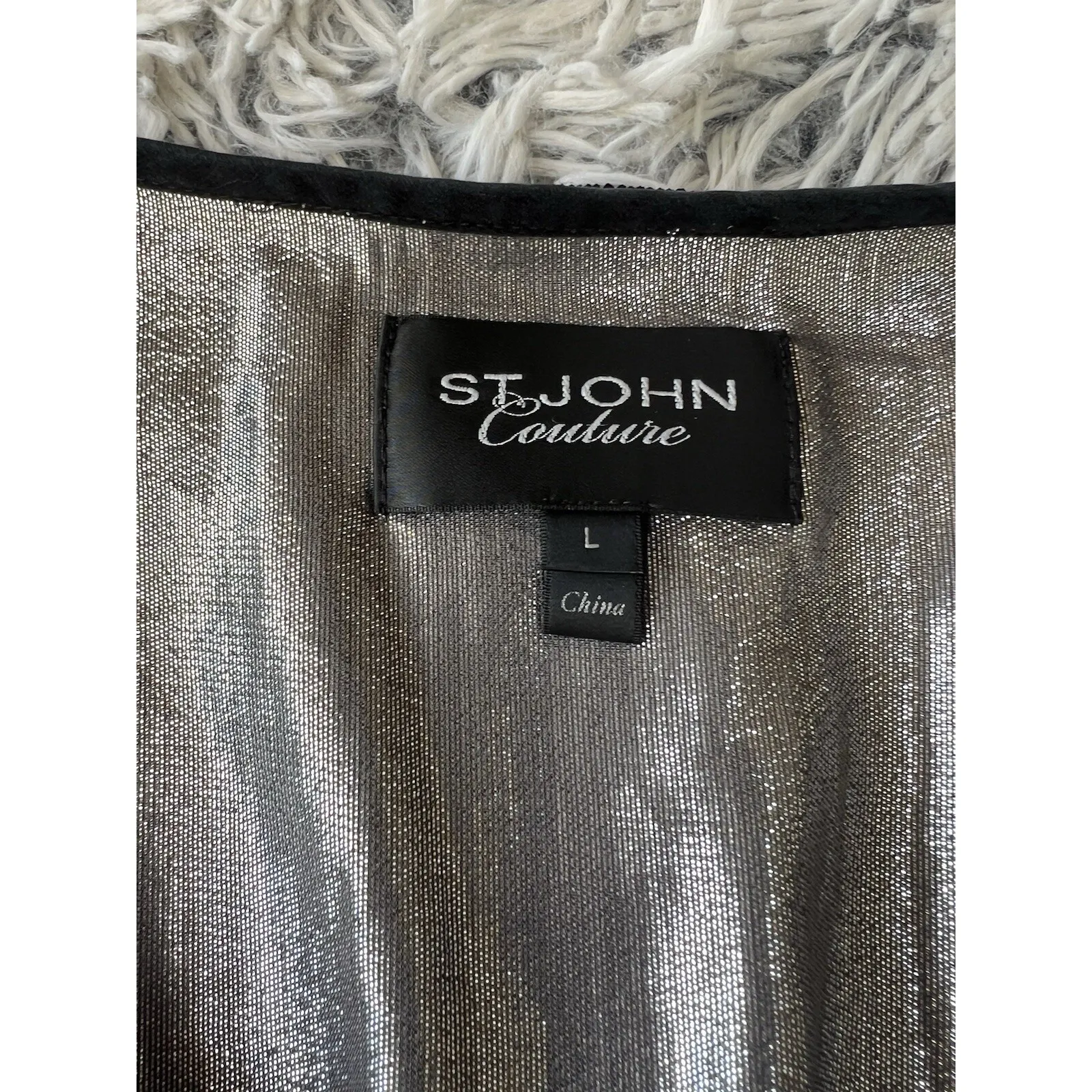 St John Couture Sheer Black Metallic Lined  Dress Old Money Yacht Club Steampunk - Image 7