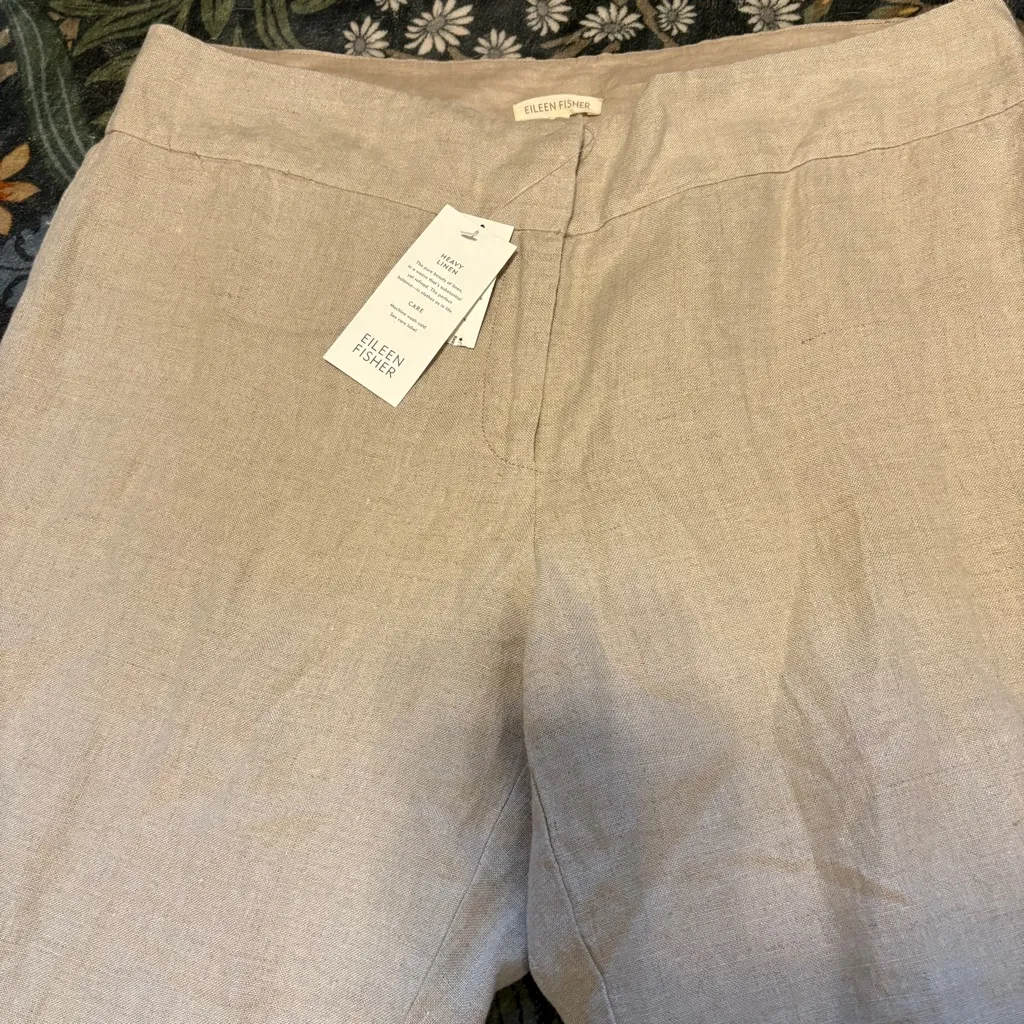 NWT Eileen Fisher Linen Wide Leg Trouser Pants Sz 16 Coastal Grandma Academia - Image 2