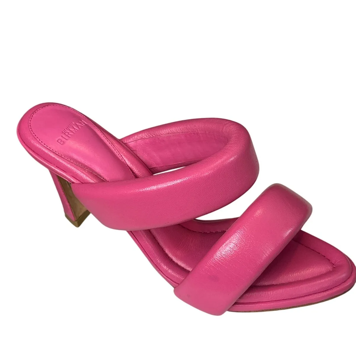 Alexandre Birman Hot Pink Lilla Leather Slide Sandals Heels Size 8.5 IT 38.5 - Image 7