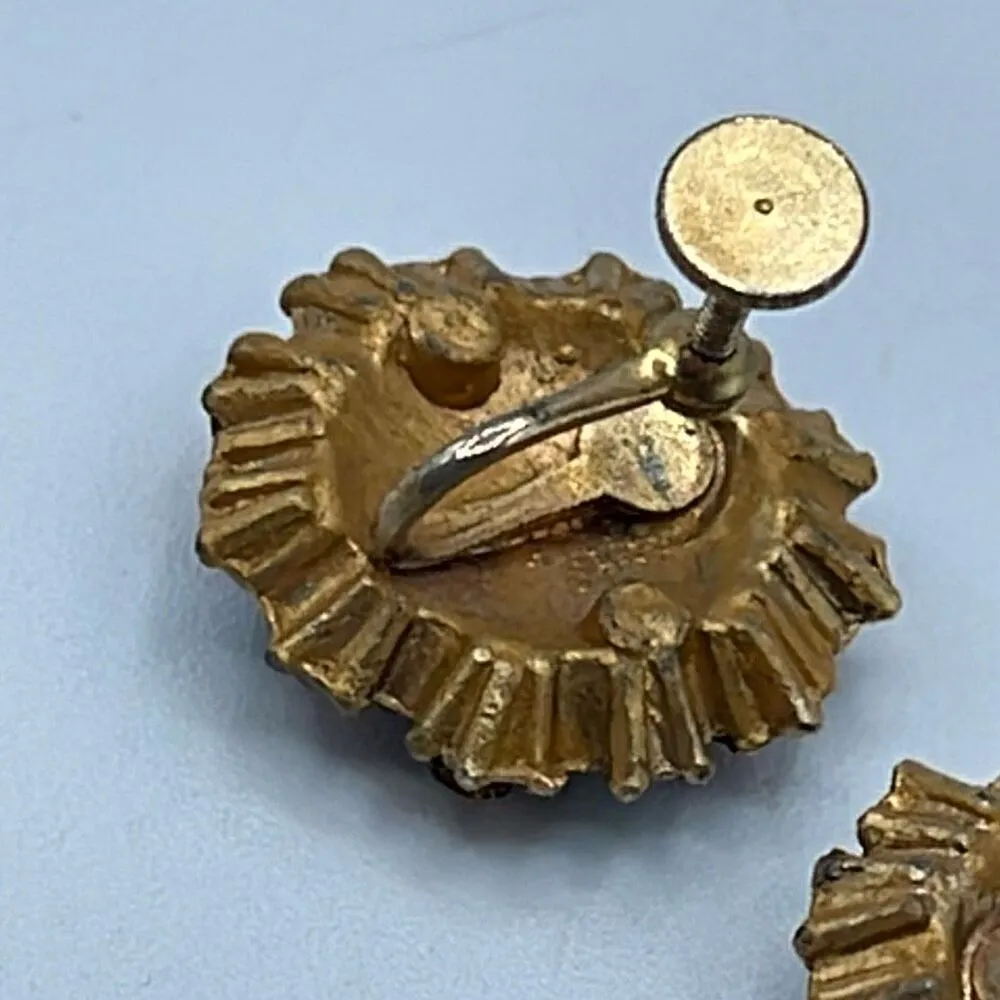 Vintage rhinestone encrusted bejeweled earrings Gold - Image 6