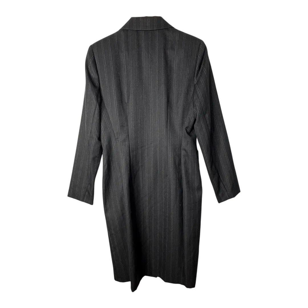 Vintage Harve Benard Pinstripe Dress Coat Wool Blend Career‎ Black Women Size 10 - Image 4