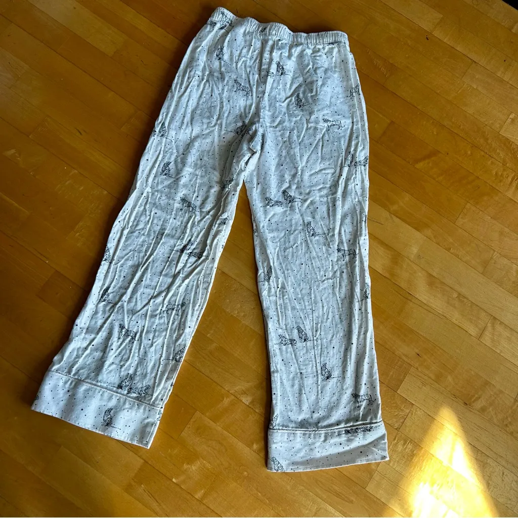 Banana Republic Wide Leg, Flannel, Tiger Lounge Pant, White, Black, Size XS - Image 2