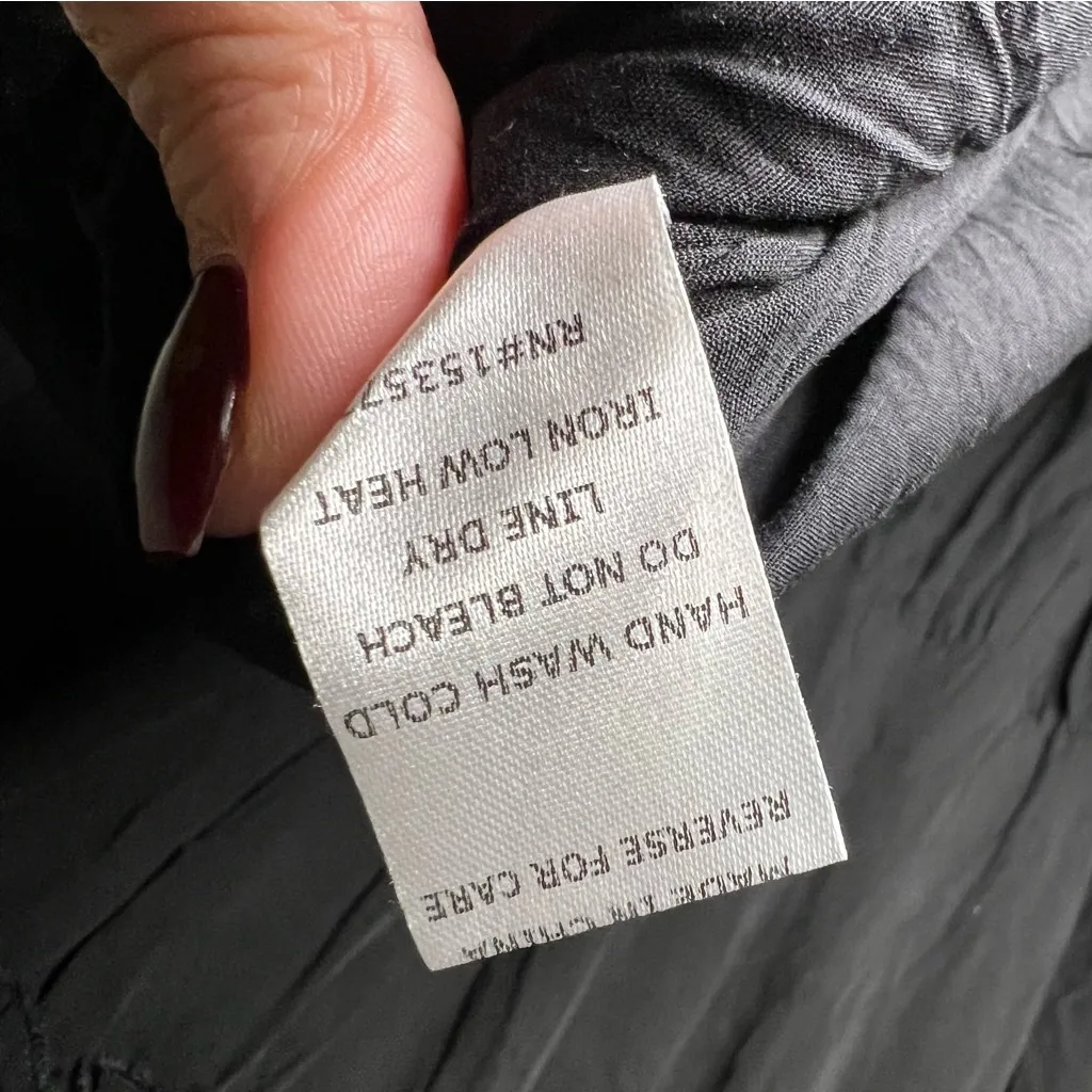 Bohme Black Tencel Smocked Tiered Long Sleeve V-Neck MIDI Dress - Image 9