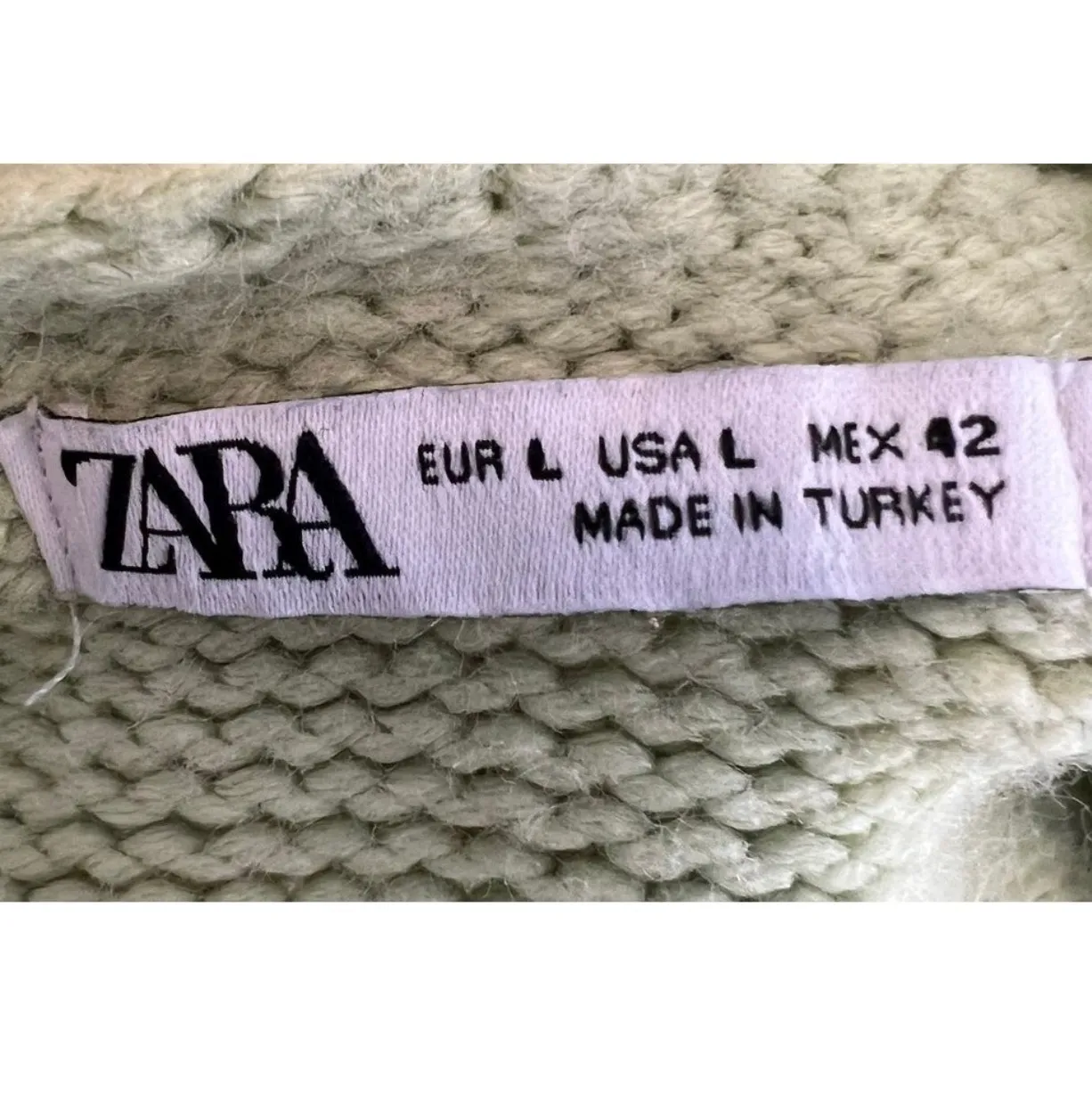 ZARA Women Large Green Cable Knit Button-Front Cardigan Sweater - Image 7