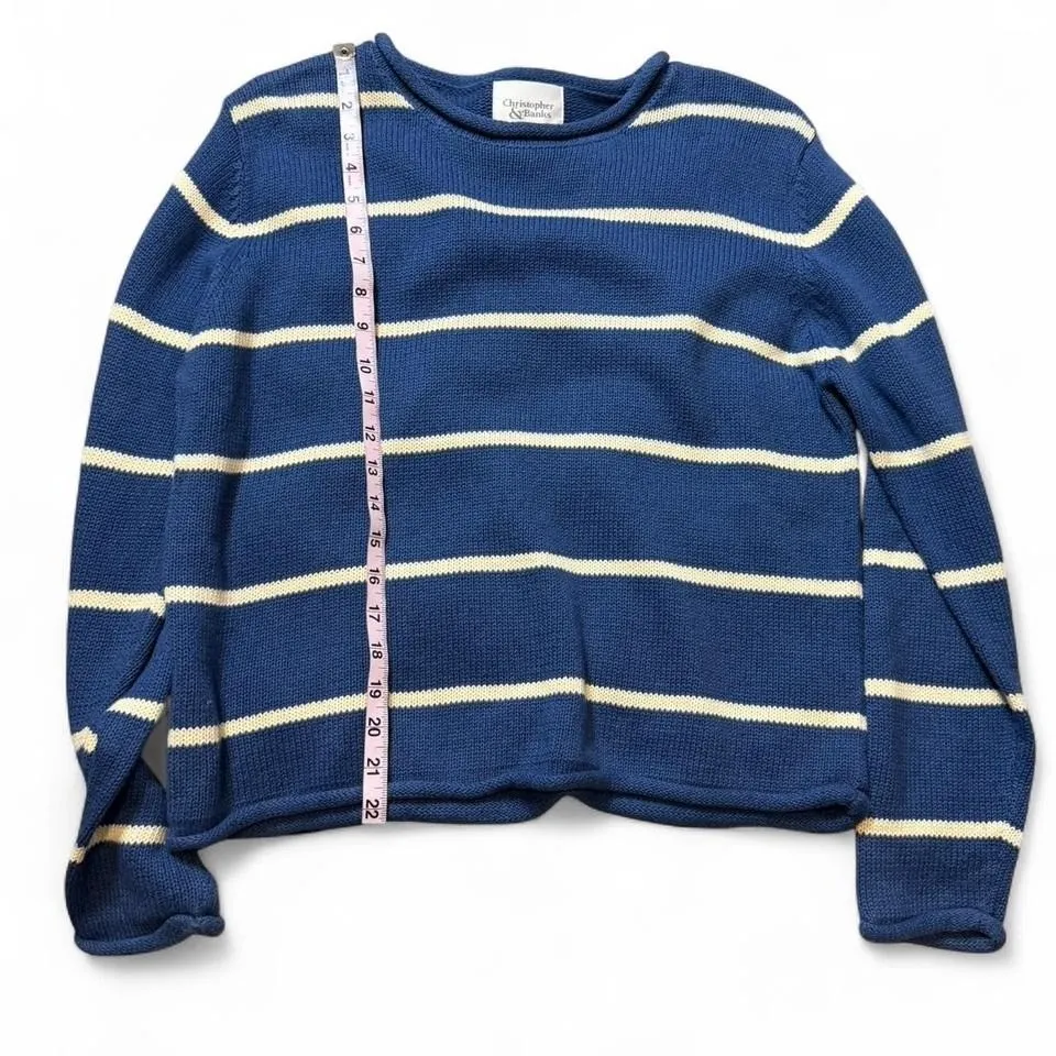 Vintage Christopher & Banks Blue Striped Sweater - Image 8