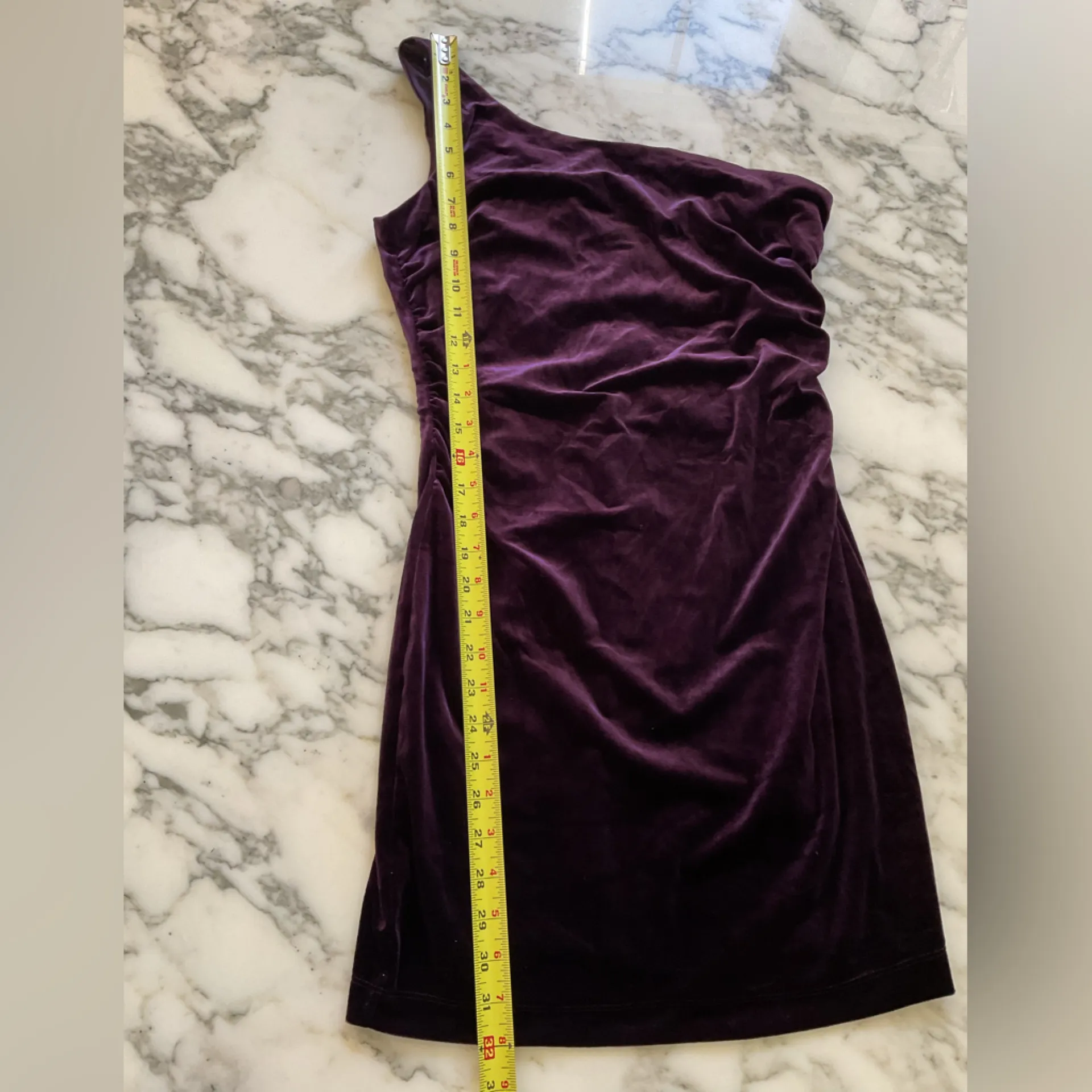 NWT LNL Purple Women's One Shoulder Velvet Mini Dress Sz S - Image 4