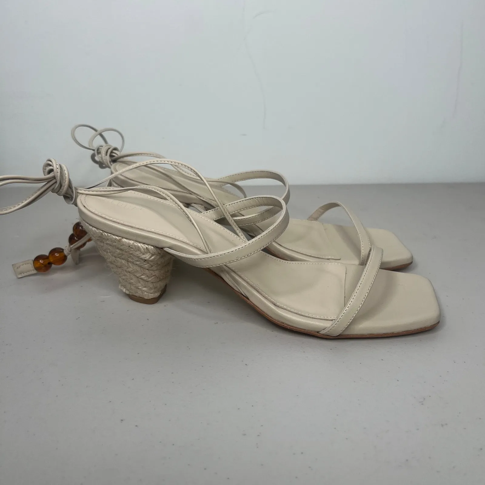 Alohas Lace Up Imani Espadrille Heel Sandals Size 40/ US 9 - Image 4