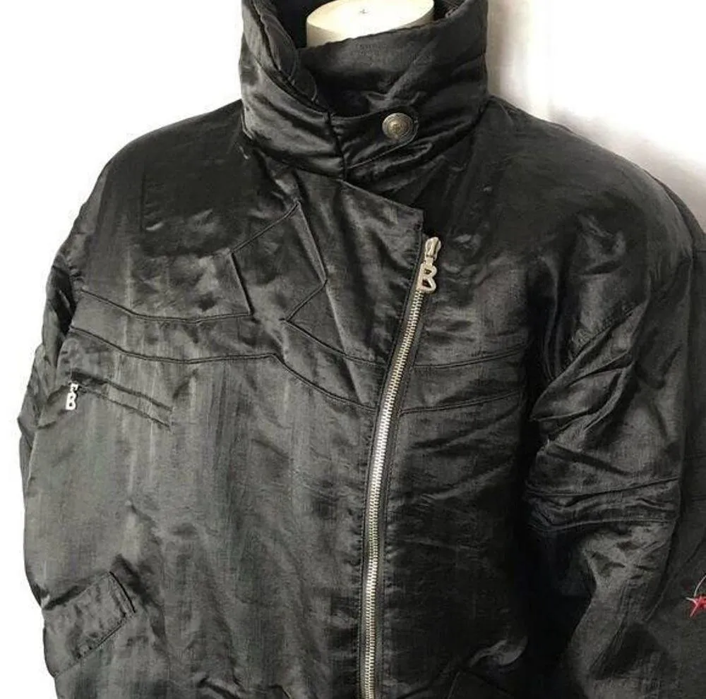 Vintage Bogner Ski Jacket Size 10 Black Satin 90s Retro Apres Ski Snow Resort - Image 3