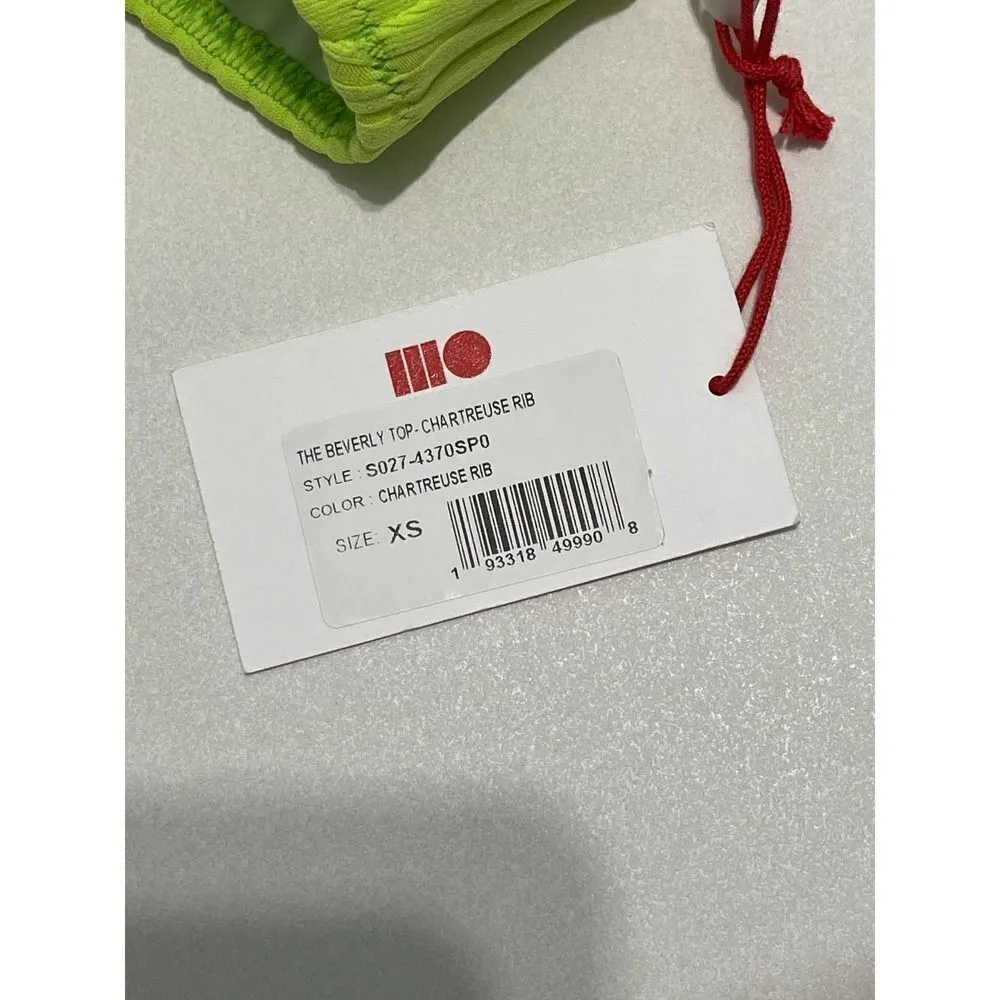 Solid & Striped Beverly Bikini Swim Top Chartreuse Rib Neon Green XS Extra Small - Image 3