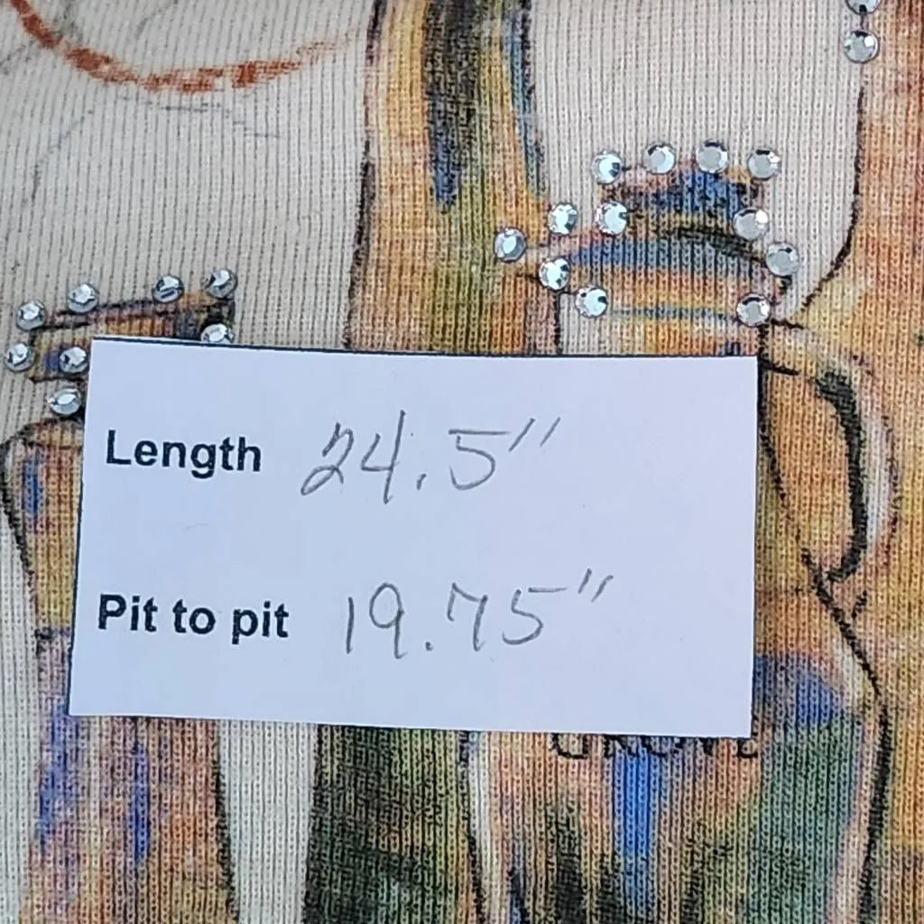 Christopher & Banks Cream Print Tee Size Medium Tuscan Print Top - Image 9