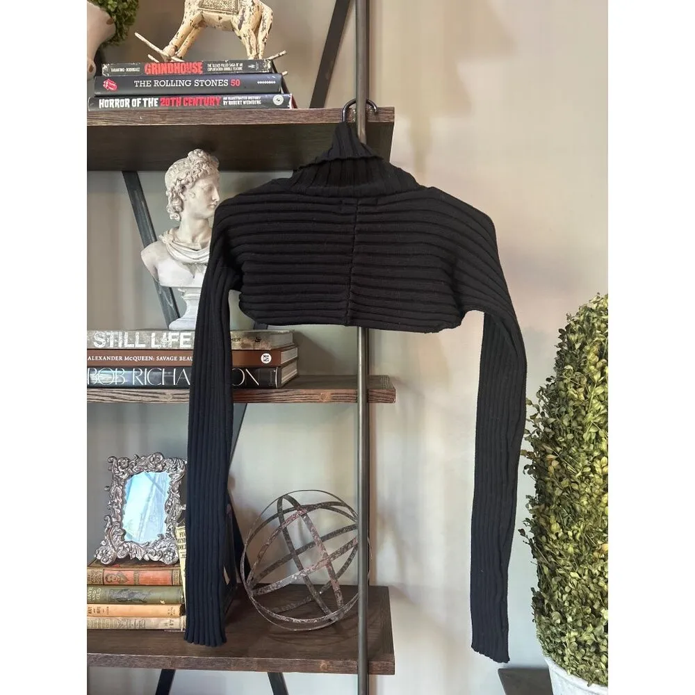 Birgitte Herskind Nynne Turtle Neck Bolero Cropped Sweater Black Womens Size Sma - Image 4