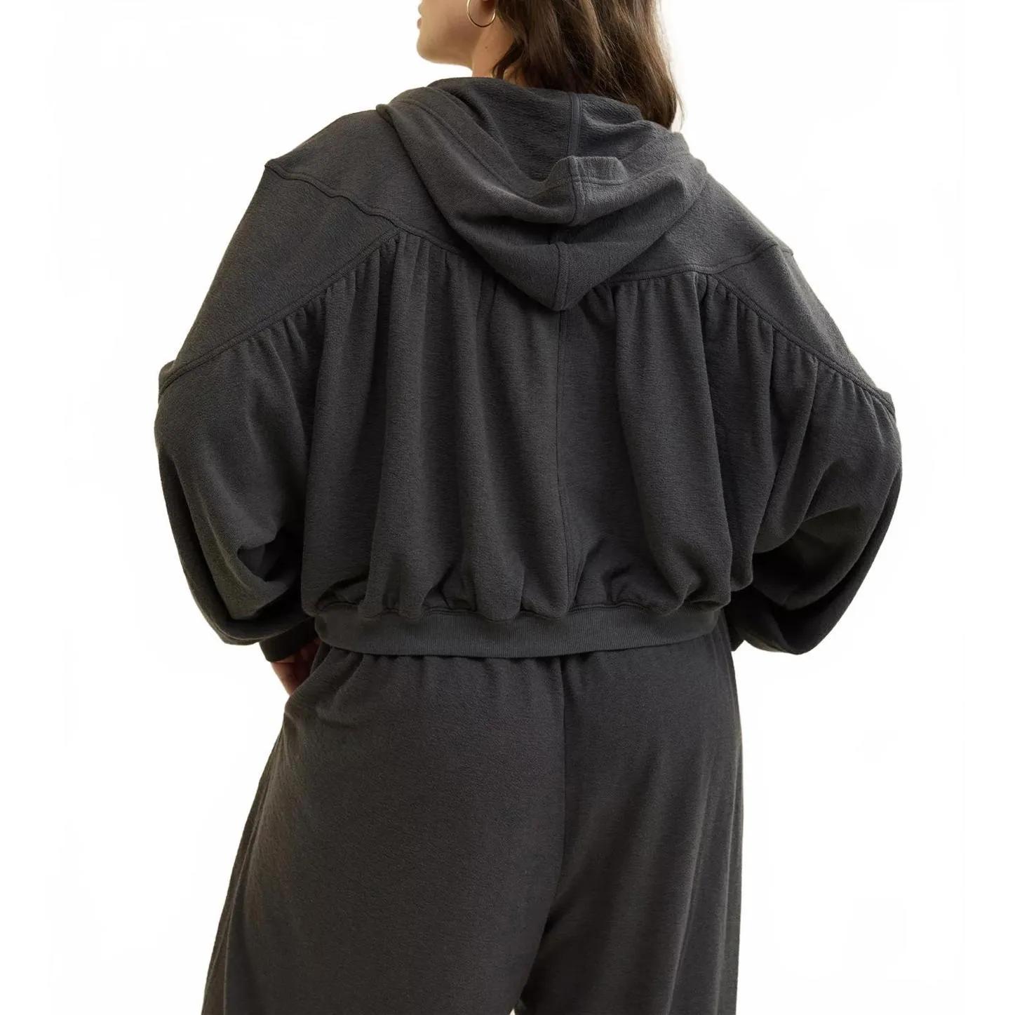 AE Aerie Soft Life Full Zip Sweatshirt American Eagle Smoked Gray NWT Small - Image 6